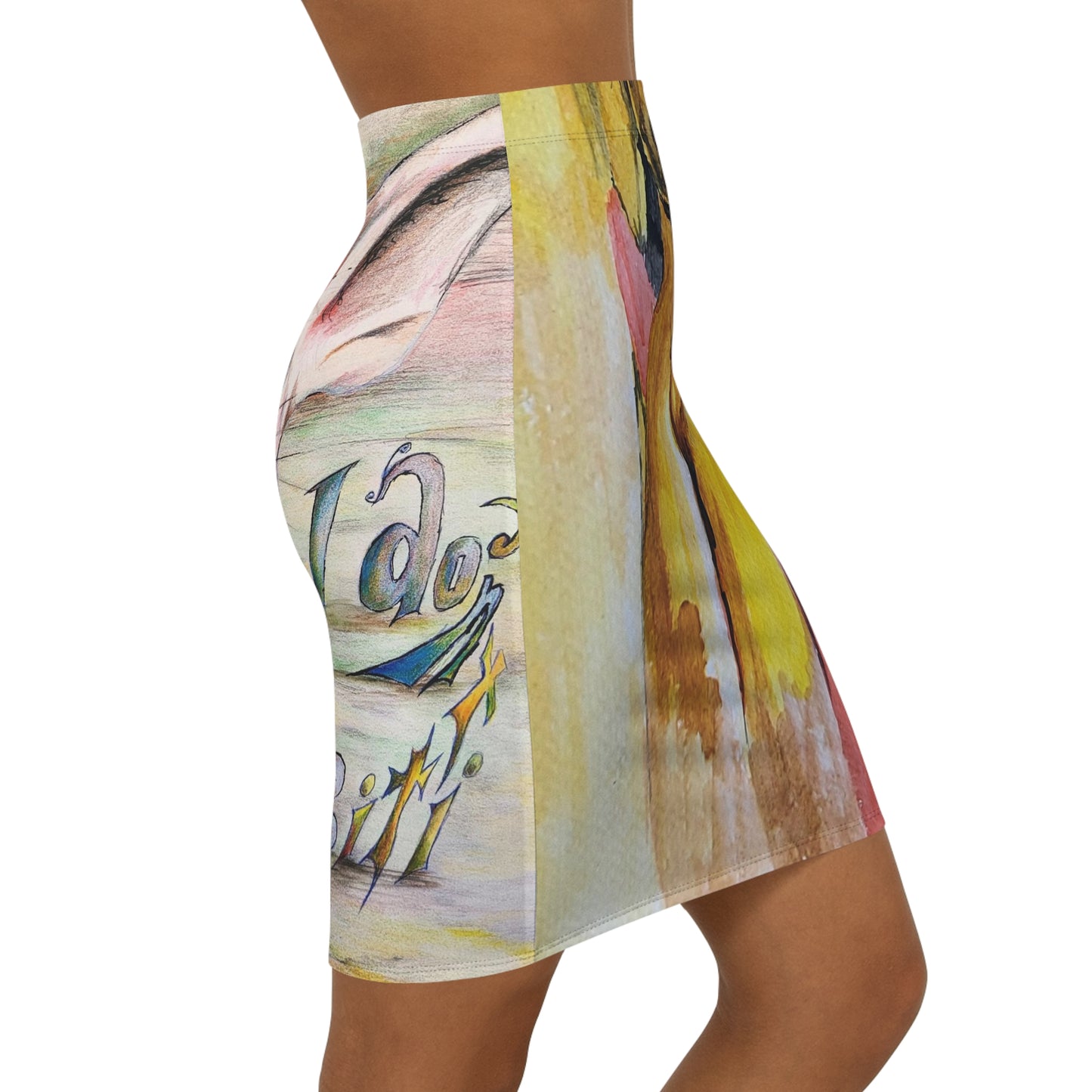 EFeWear Artistic Women's Mid-Waist Pencil Skirt - Unique for Chic Style