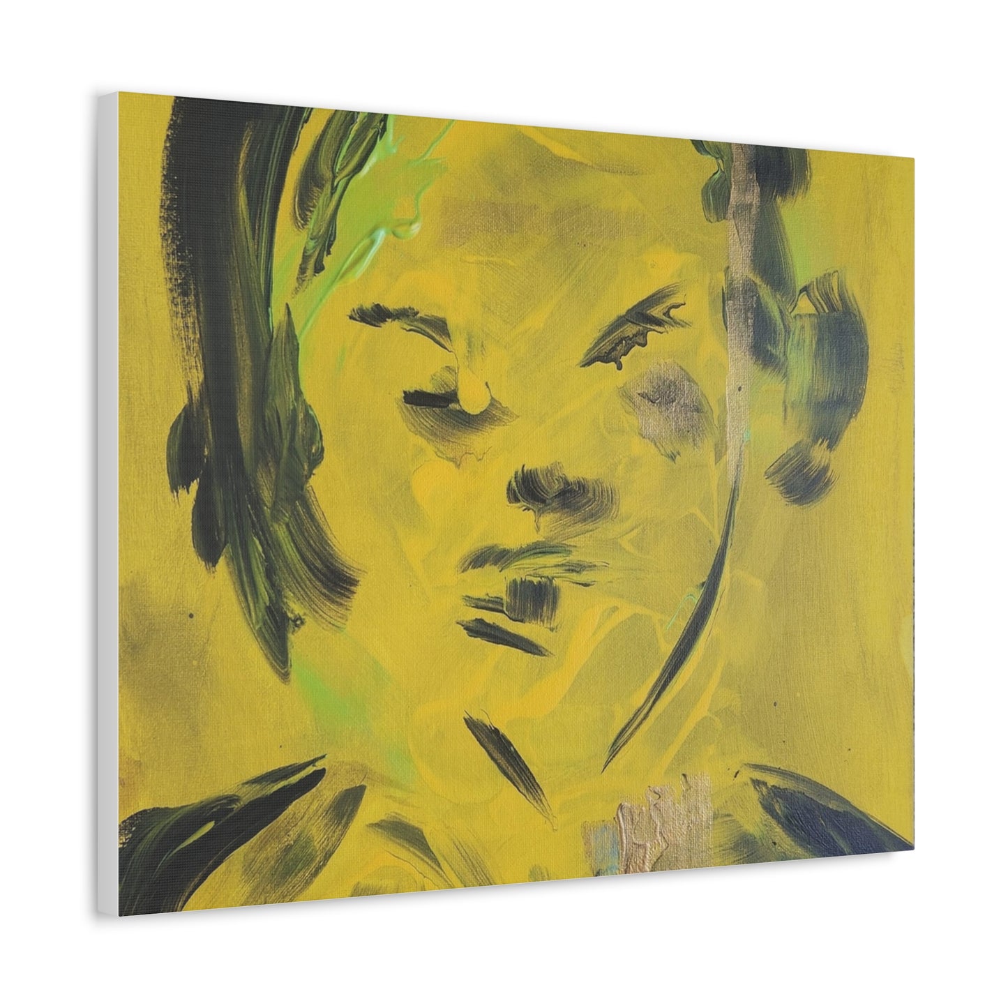 Efe open edition Art print on Stretched Canvas - Bold Yellow Portrait for Wall Decor