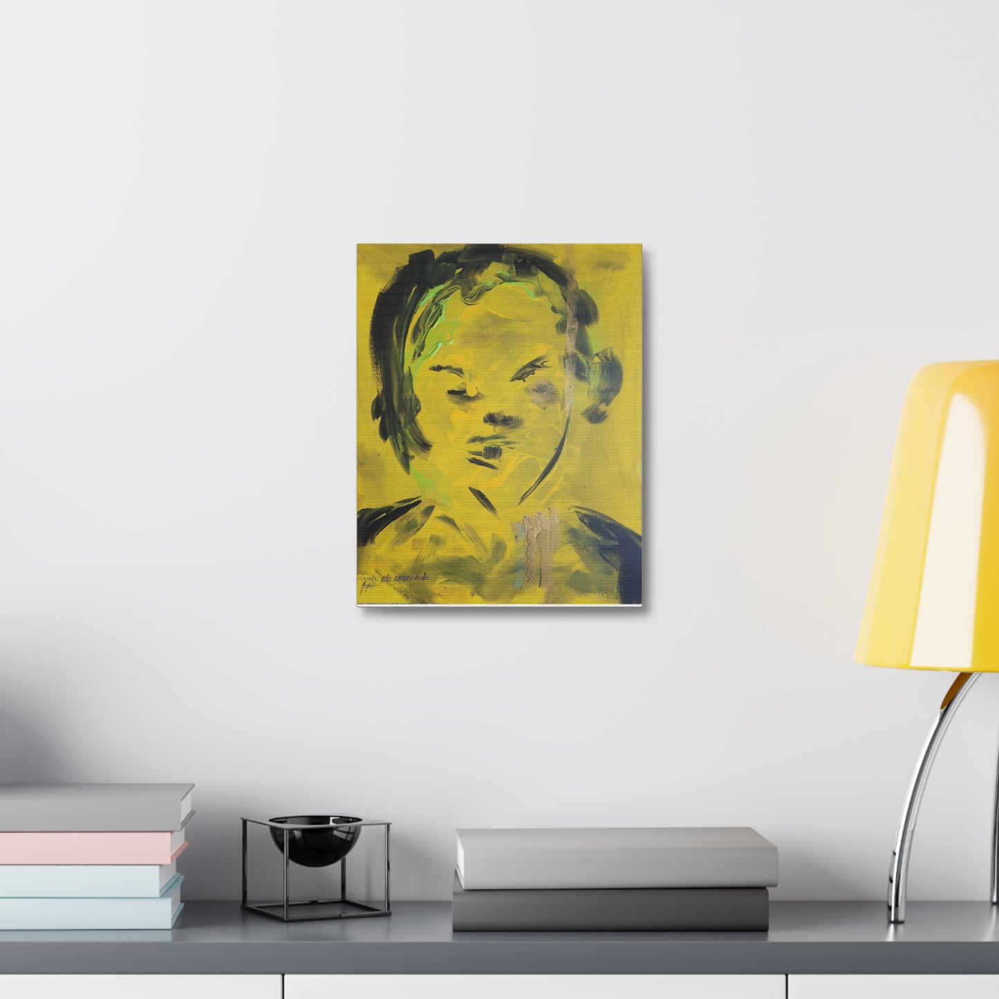 Efe open edition Art print on Stretched Canvas - Bold Yellow Portrait for Wall Decor