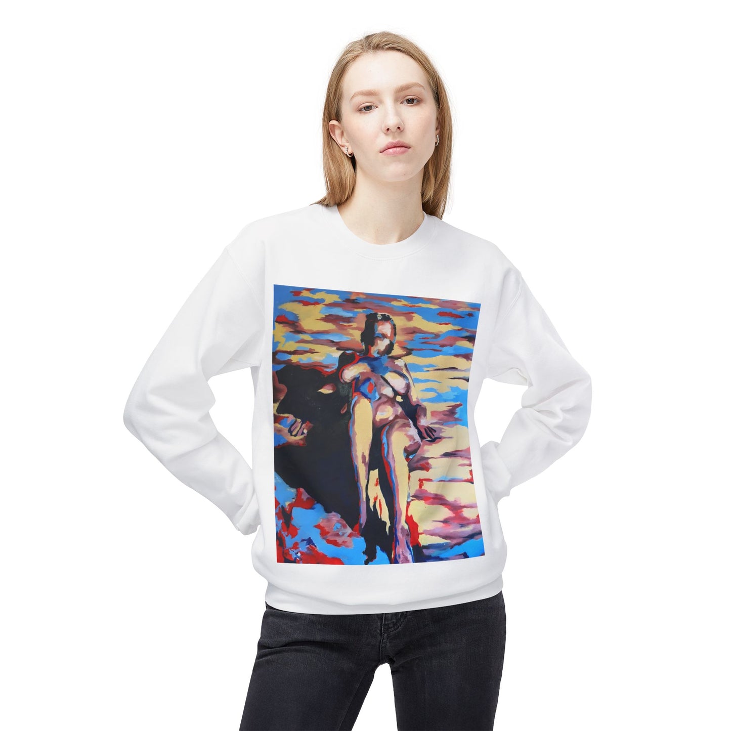 EFe Unisex Fleece Crewneck Sweatshirt - Colorful Abstract Design