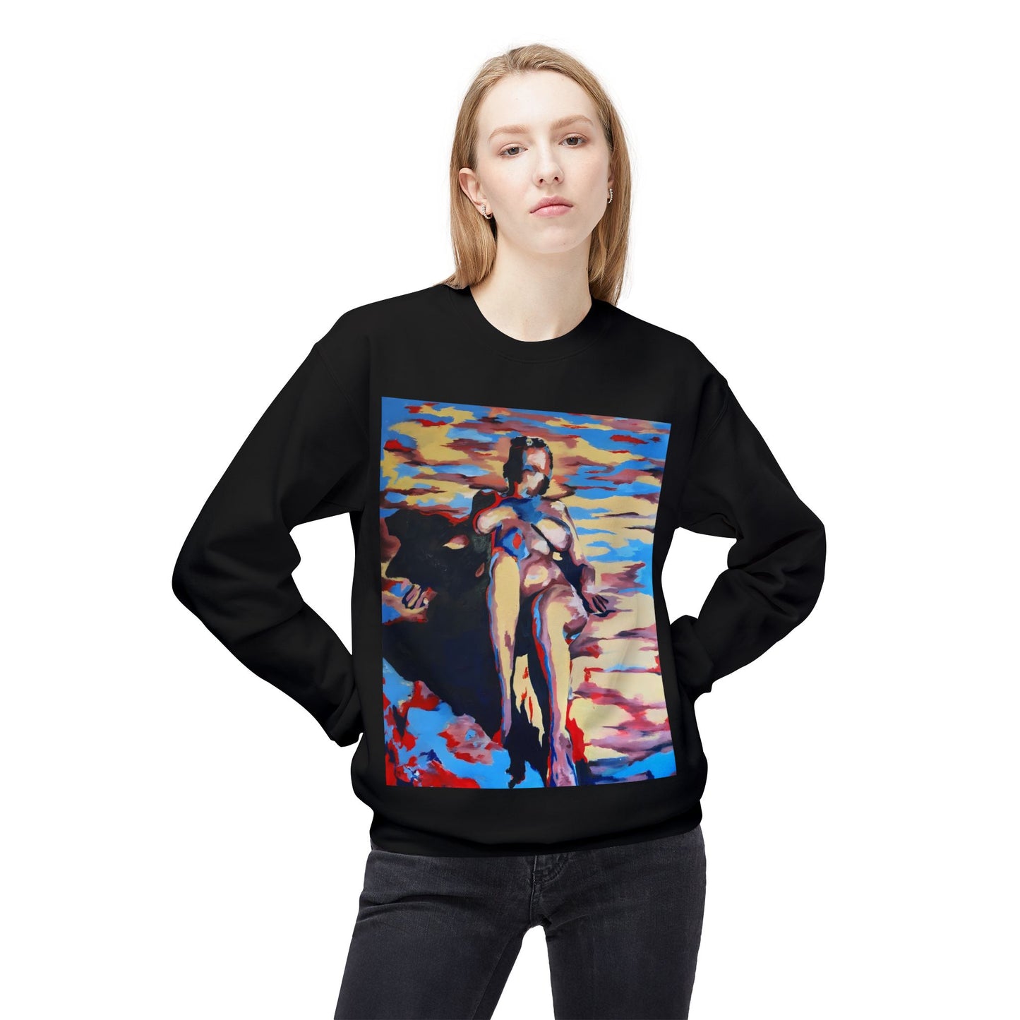 EFe Unisex Fleece Crewneck Sweatshirt - Colorful Abstract Design