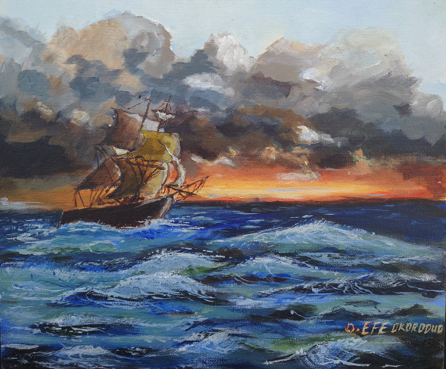 Ship on Sea waves.