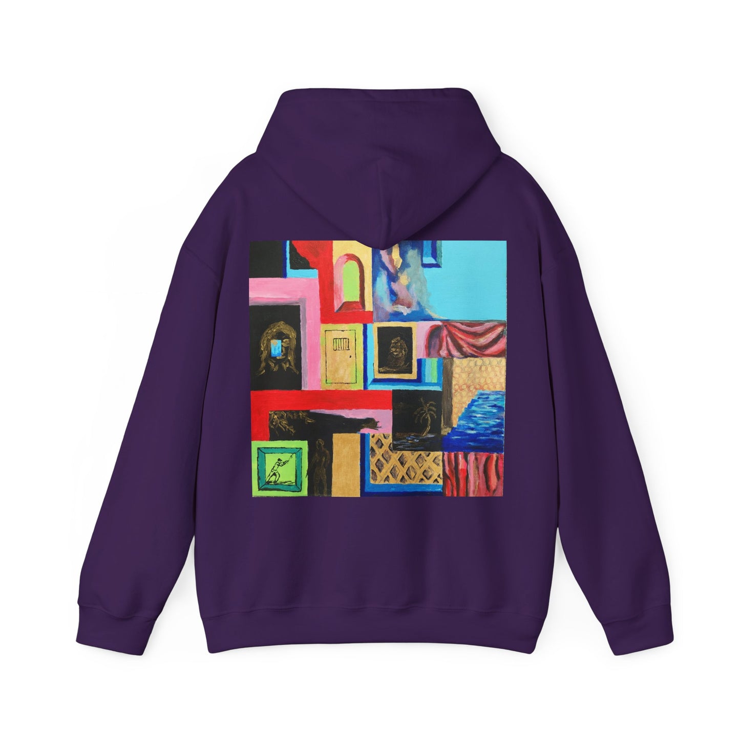 Efe Abstract Collage Hoodie — Colorful Retro Frames Art Sweatshirt