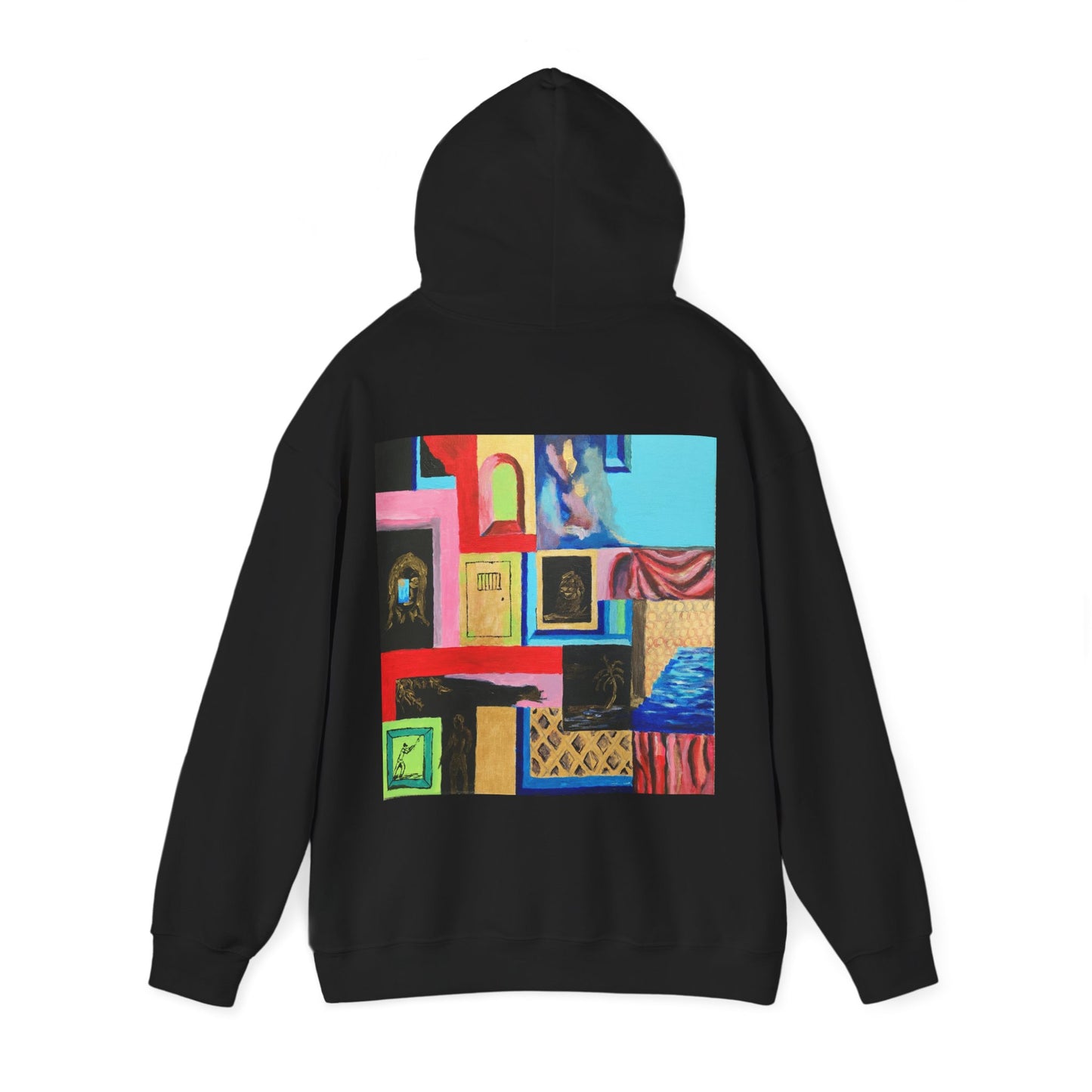 Efe Abstract Collage Hoodie — Colorful Retro Frames Art Sweatshirt