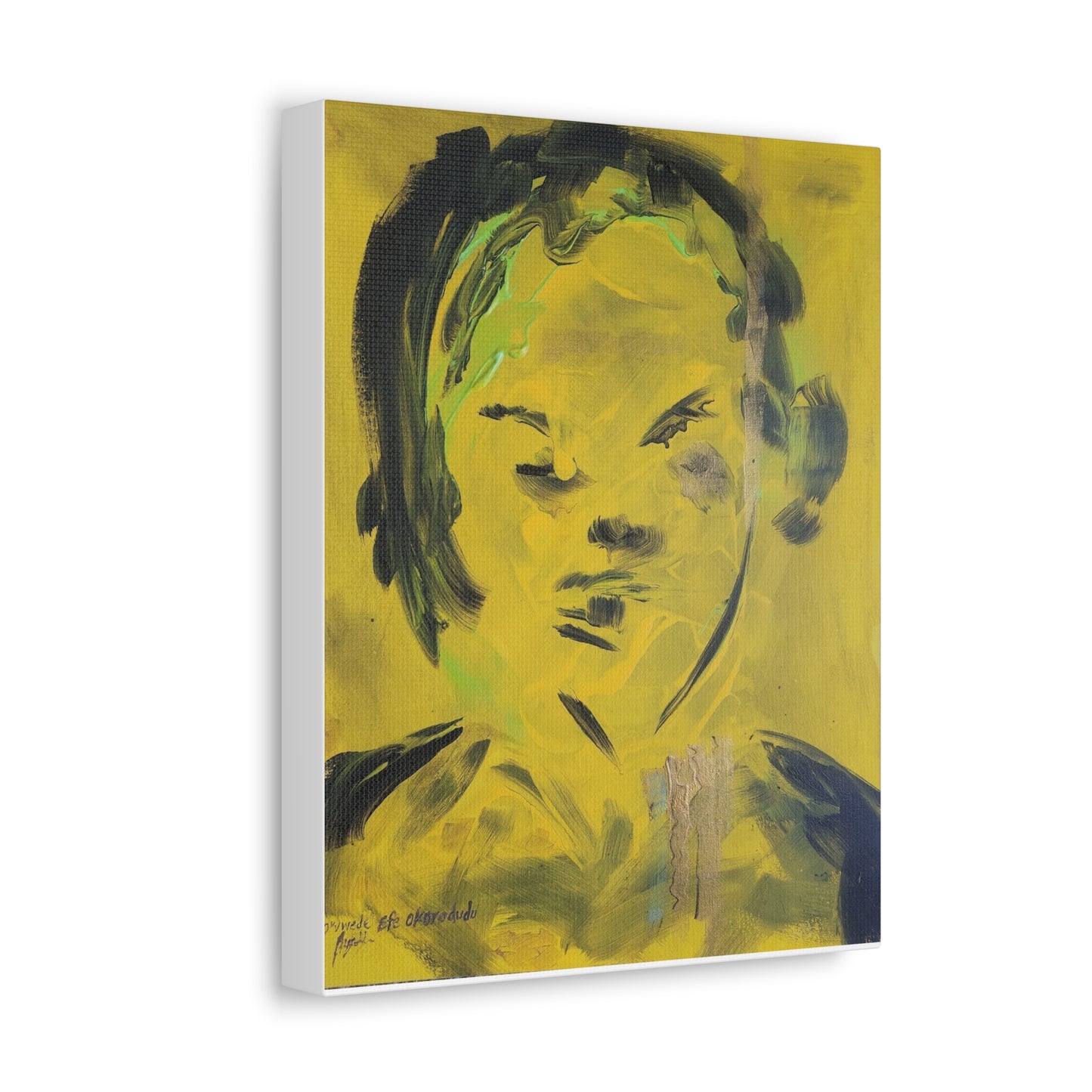 Efe open edition Art print on  Stretched Canvas - Bold Yellow Portrait for Wall Decor