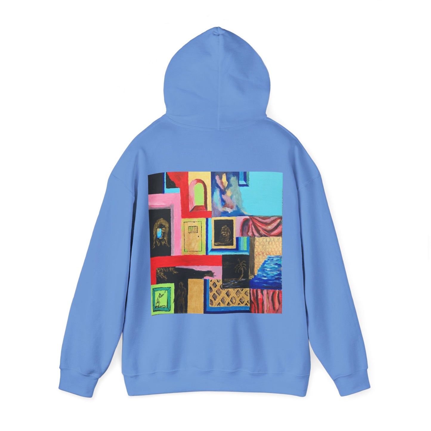 Efe Abstract Collage Hoodie — Colorful Retro Frames Art Sweatshirt