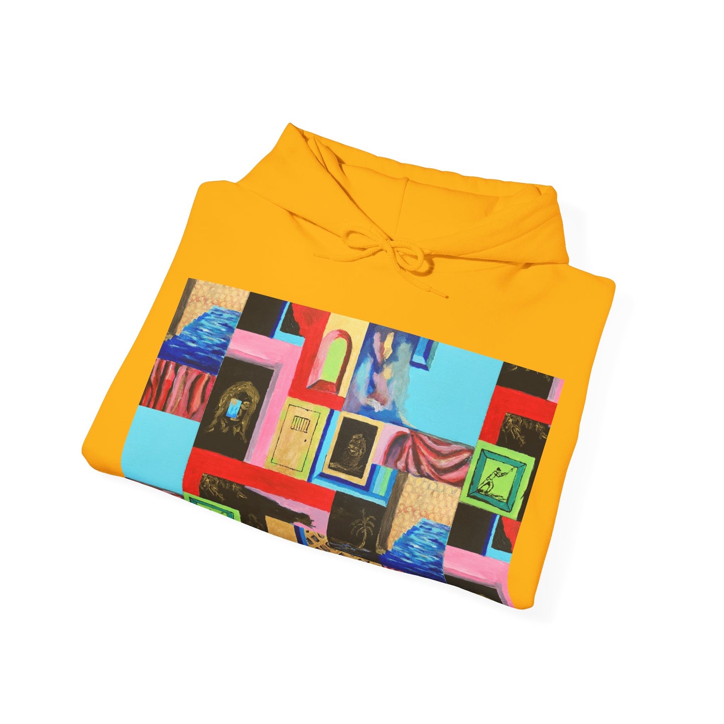 Efe Abstract Collage Hoodie — Colorful Retro Frames Art Sweatshirt