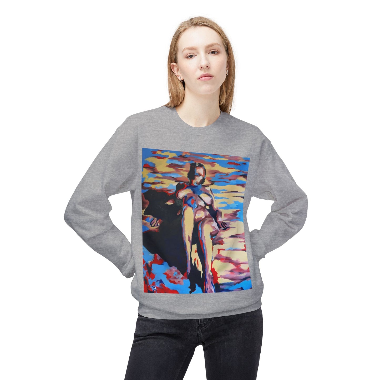 EFe Unisex Fleece Crewneck Sweatshirt - Colorful Abstract Design