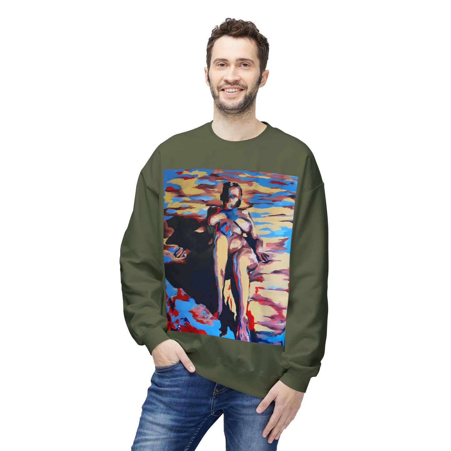 EFe Unisex Fleece Crewneck Sweatshirt - Colorful Abstract Design