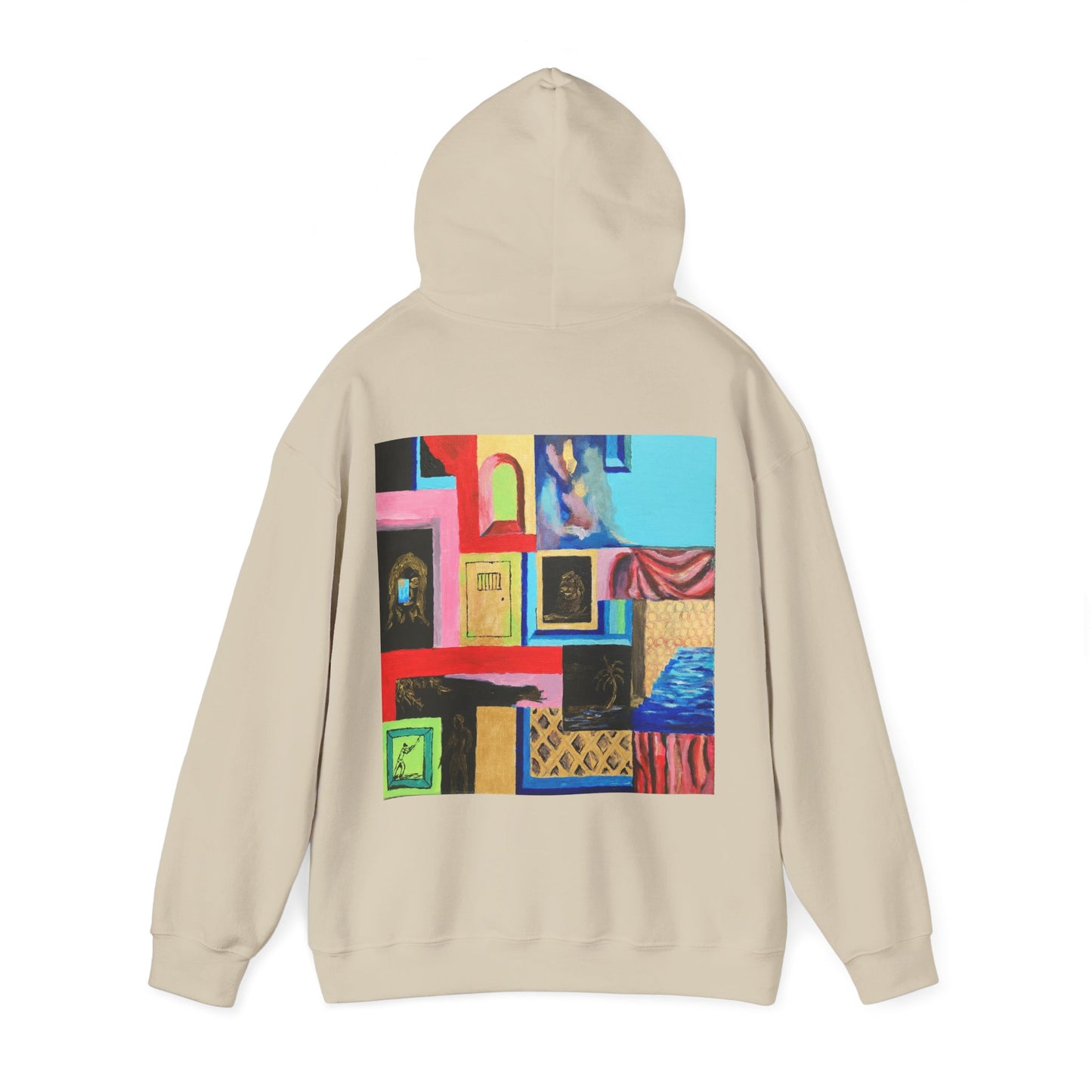 Efe Abstract Collage Hoodie — Colorful Retro Frames Art Sweatshirt