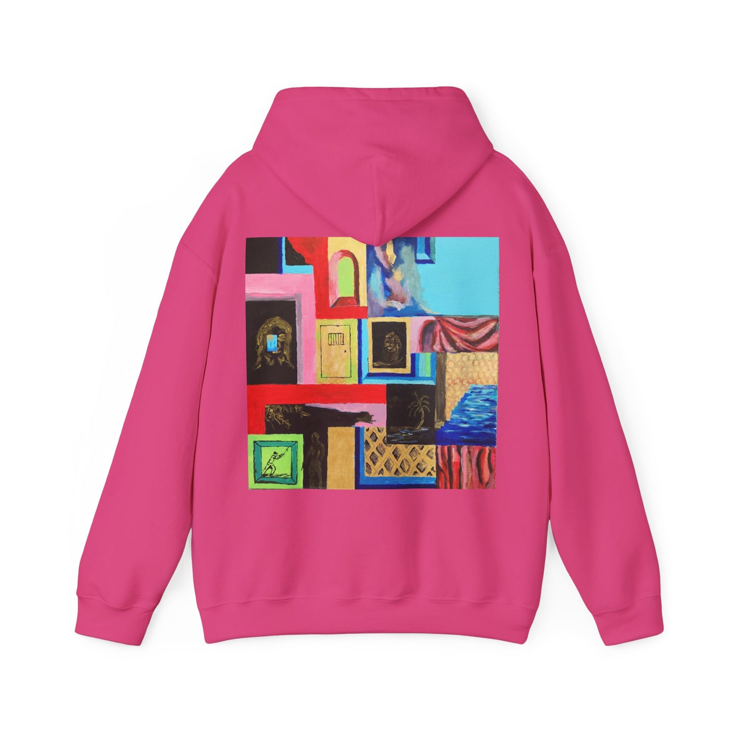 Efe Abstract Collage Hoodie — Colorful Retro Frames Art Sweatshirt