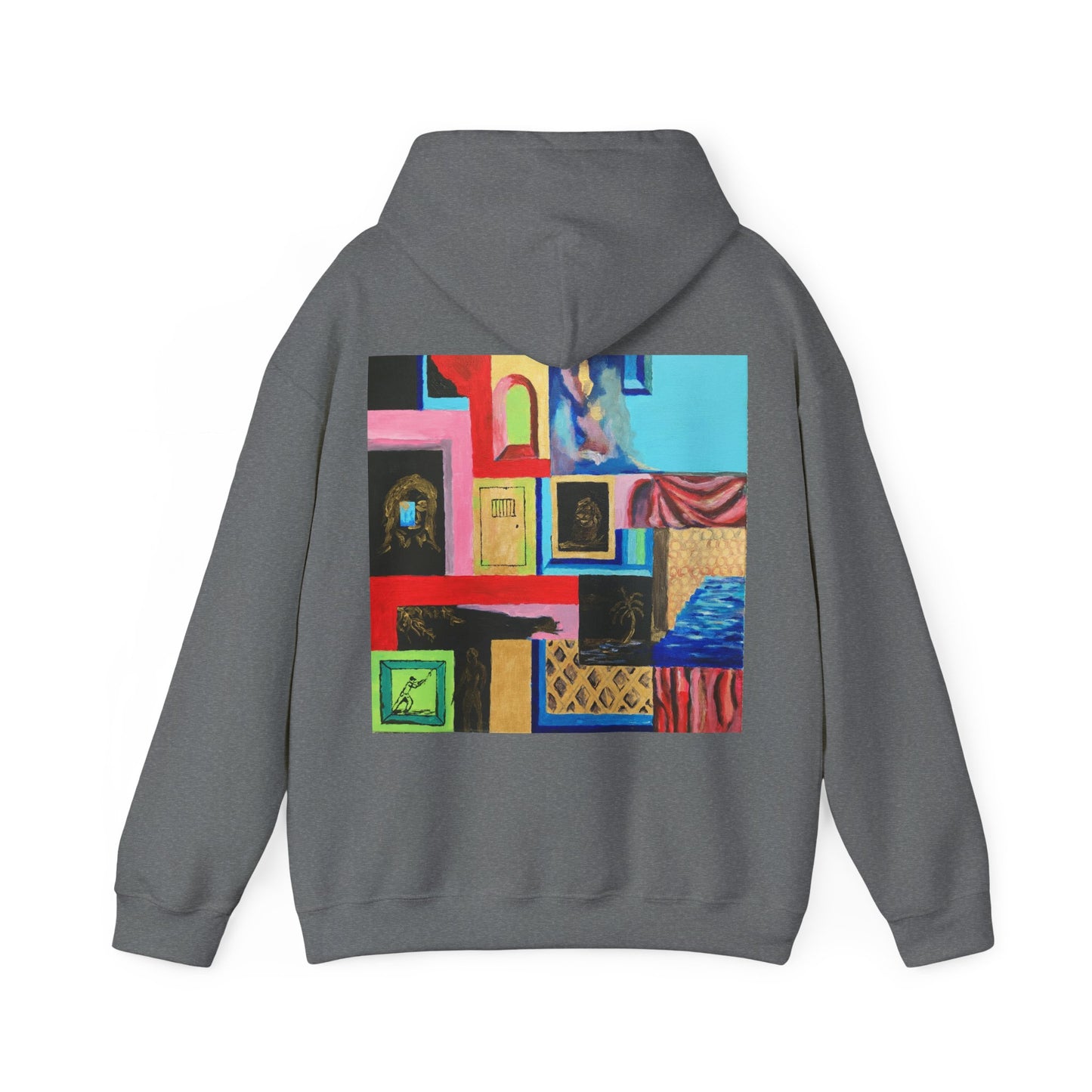 Efe Abstract Collage Hoodie — Colorful Retro Frames Art Sweatshirt