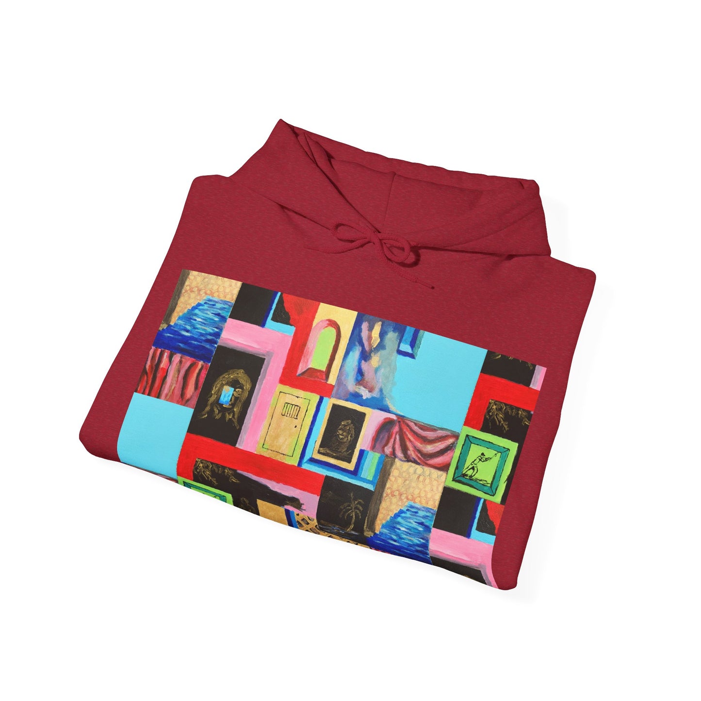 Efe Abstract Collage Hoodie — Colorful Retro Frames Art Sweatshirt