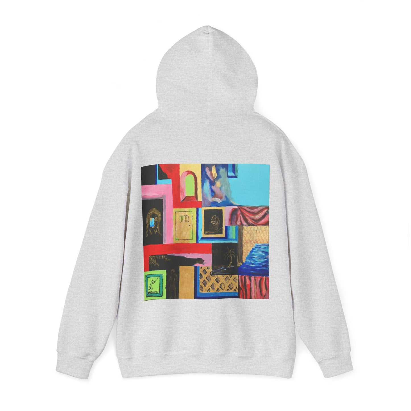 Efe Abstract Collage Hoodie — Colorful Retro Frames Art Sweatshirt