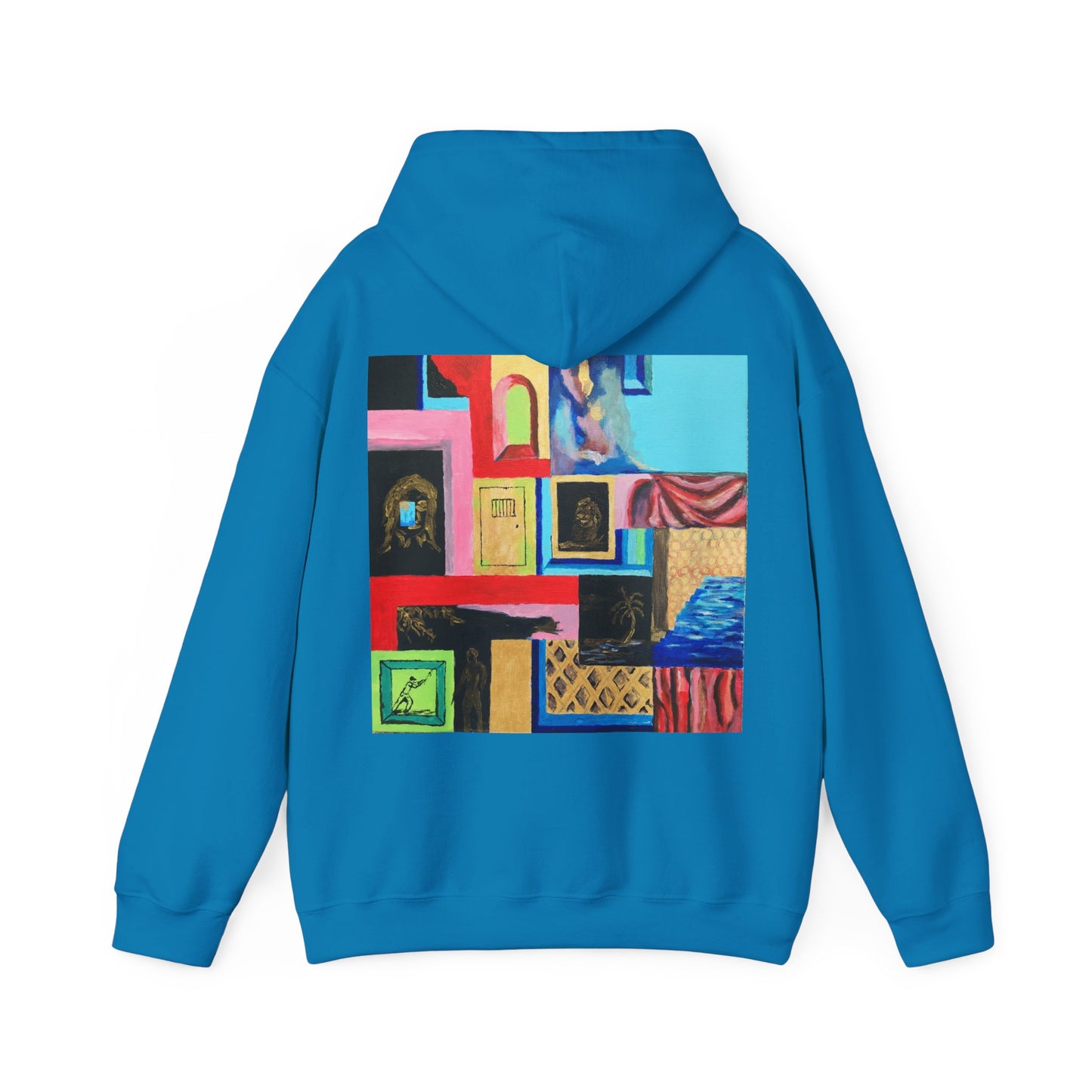 Efe Abstract Collage Hoodie — Colorful Retro Frames Art Sweatshirt