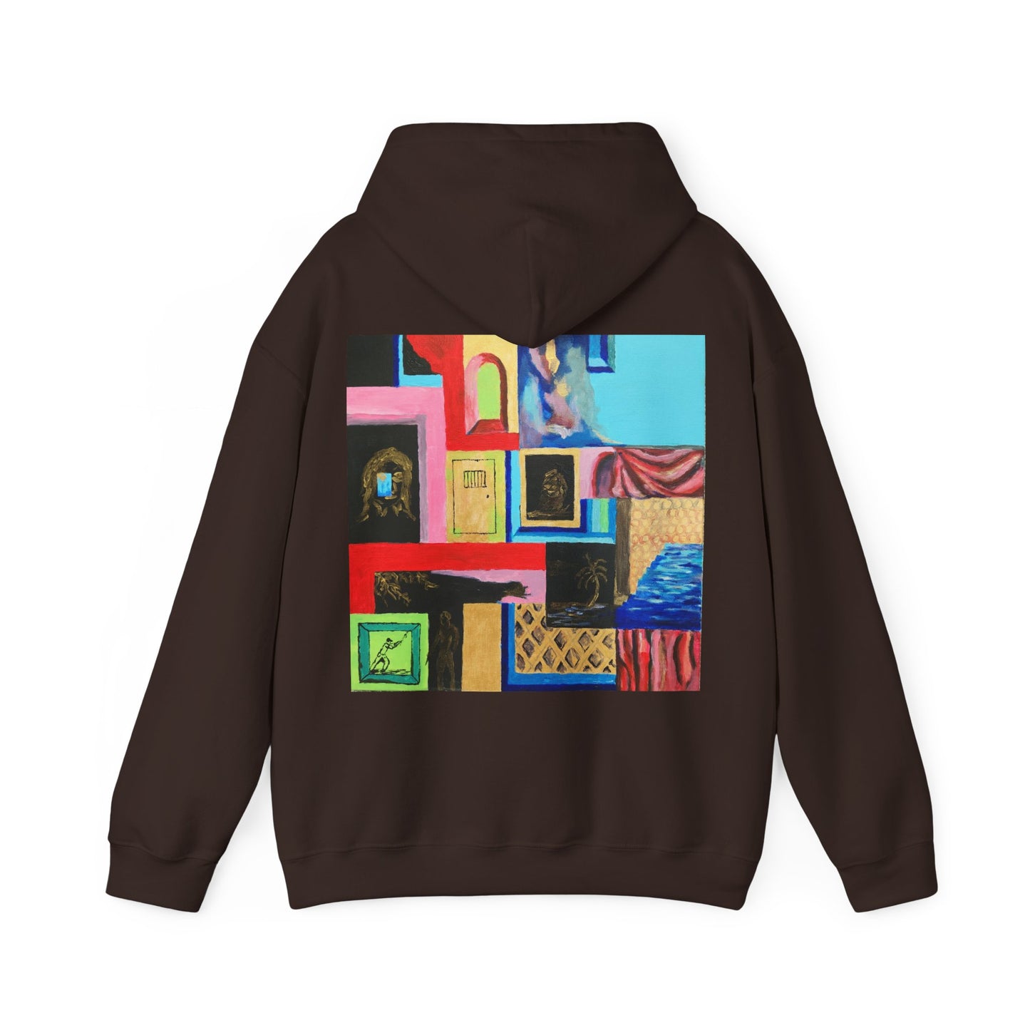 Efe Abstract Collage Hoodie — Colorful Retro Frames Art Sweatshirt