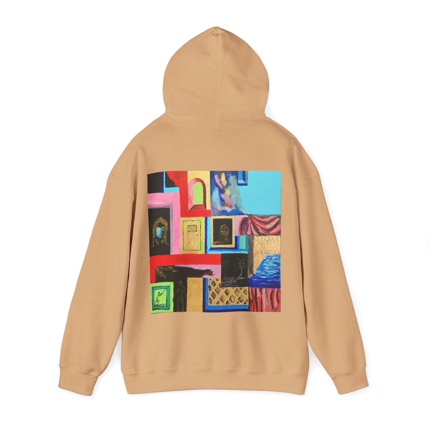 Efe Abstract Collage Hoodie — Colorful Retro Frames Art Sweatshirt