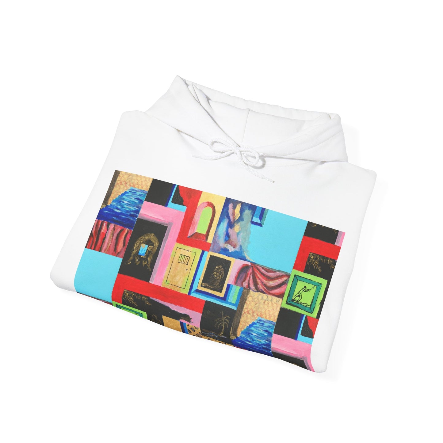 Efe Abstract Collage Hoodie — Colorful Retro Frames Art Sweatshirt