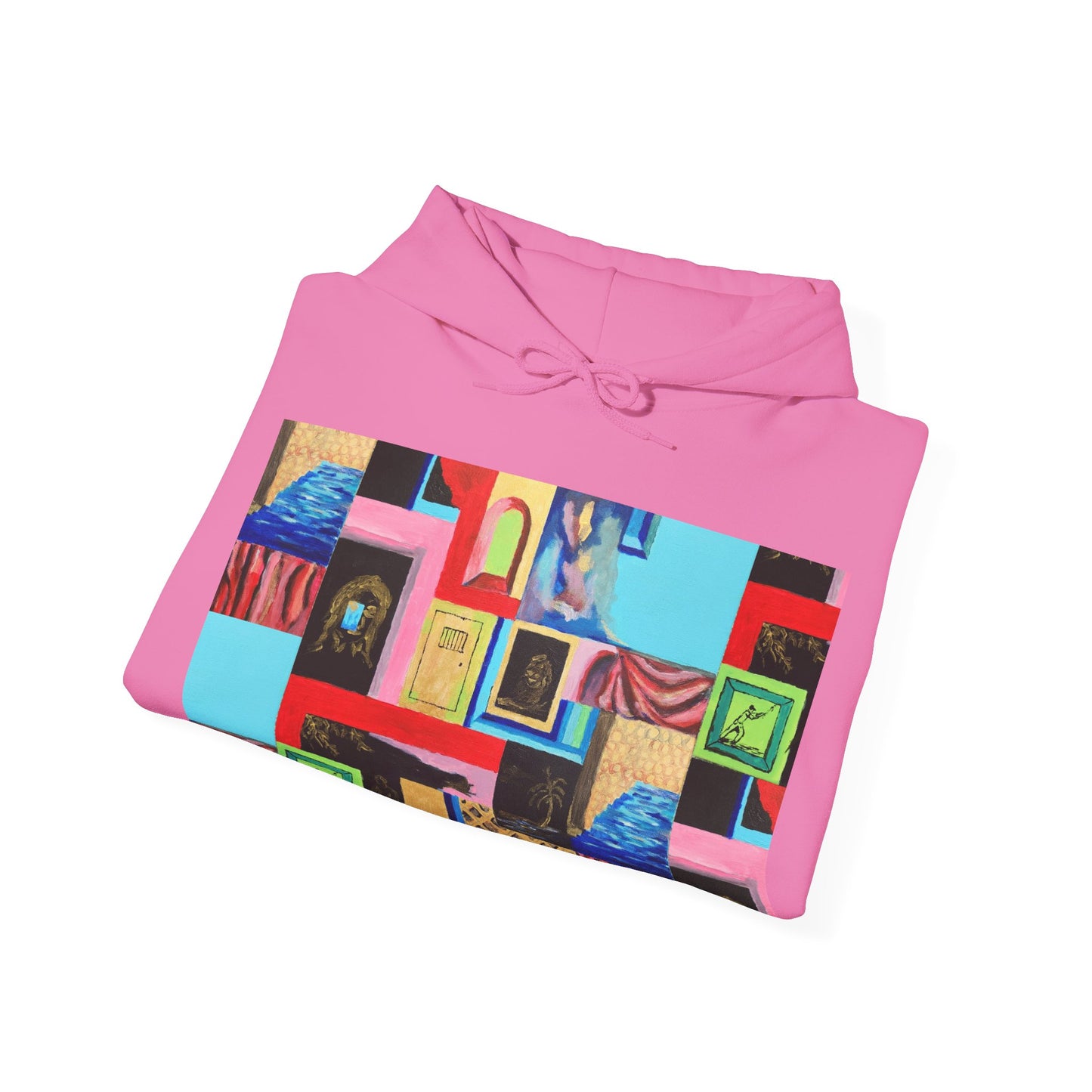 Efe Abstract Collage Hoodie — Colorful Retro Frames Art Sweatshirt