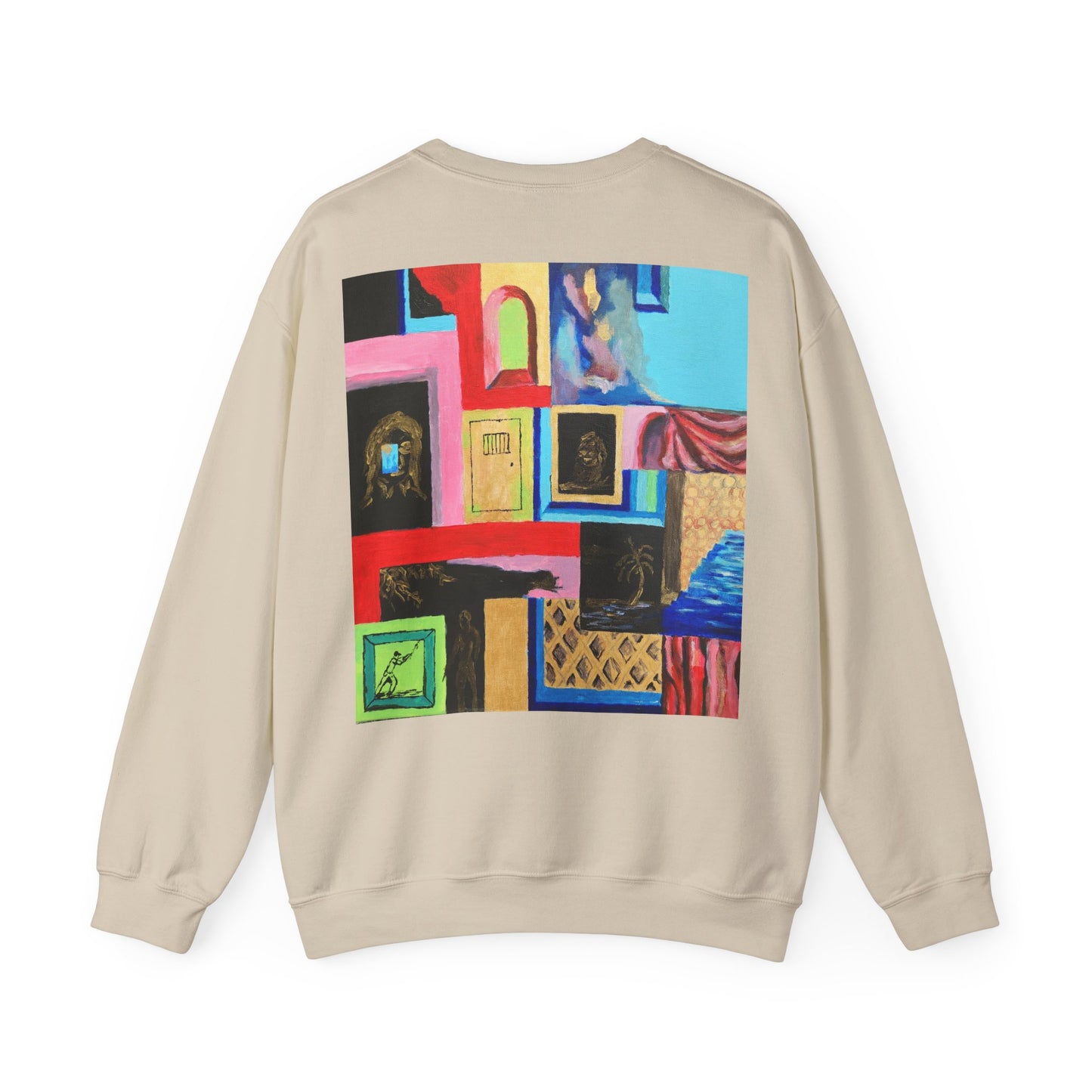 Abstract Gallery Crewneck Sweatshirt — Colorful Collage Art Print