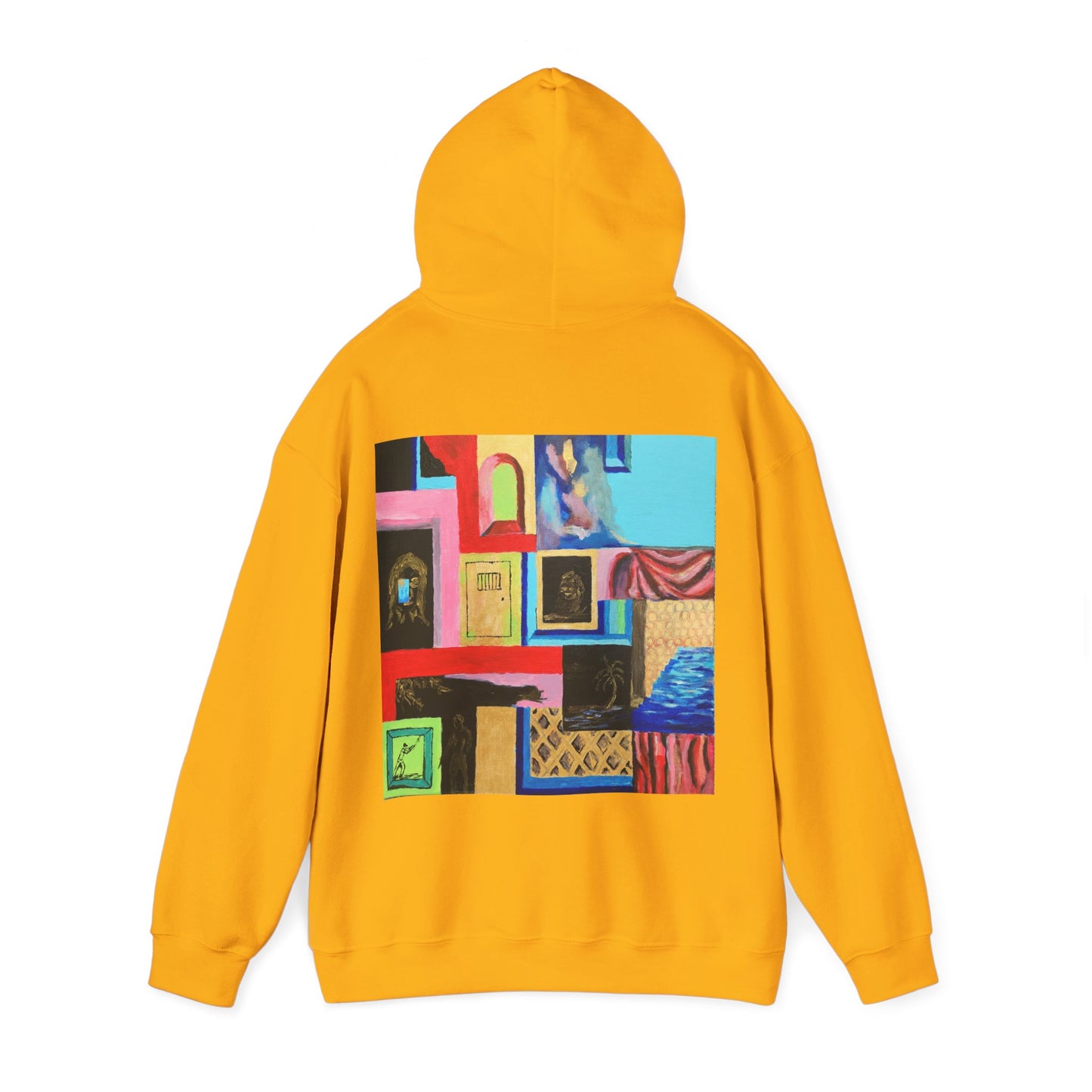 Efe Abstract Collage Hoodie — Colorful Retro Frames Art Sweatshirt