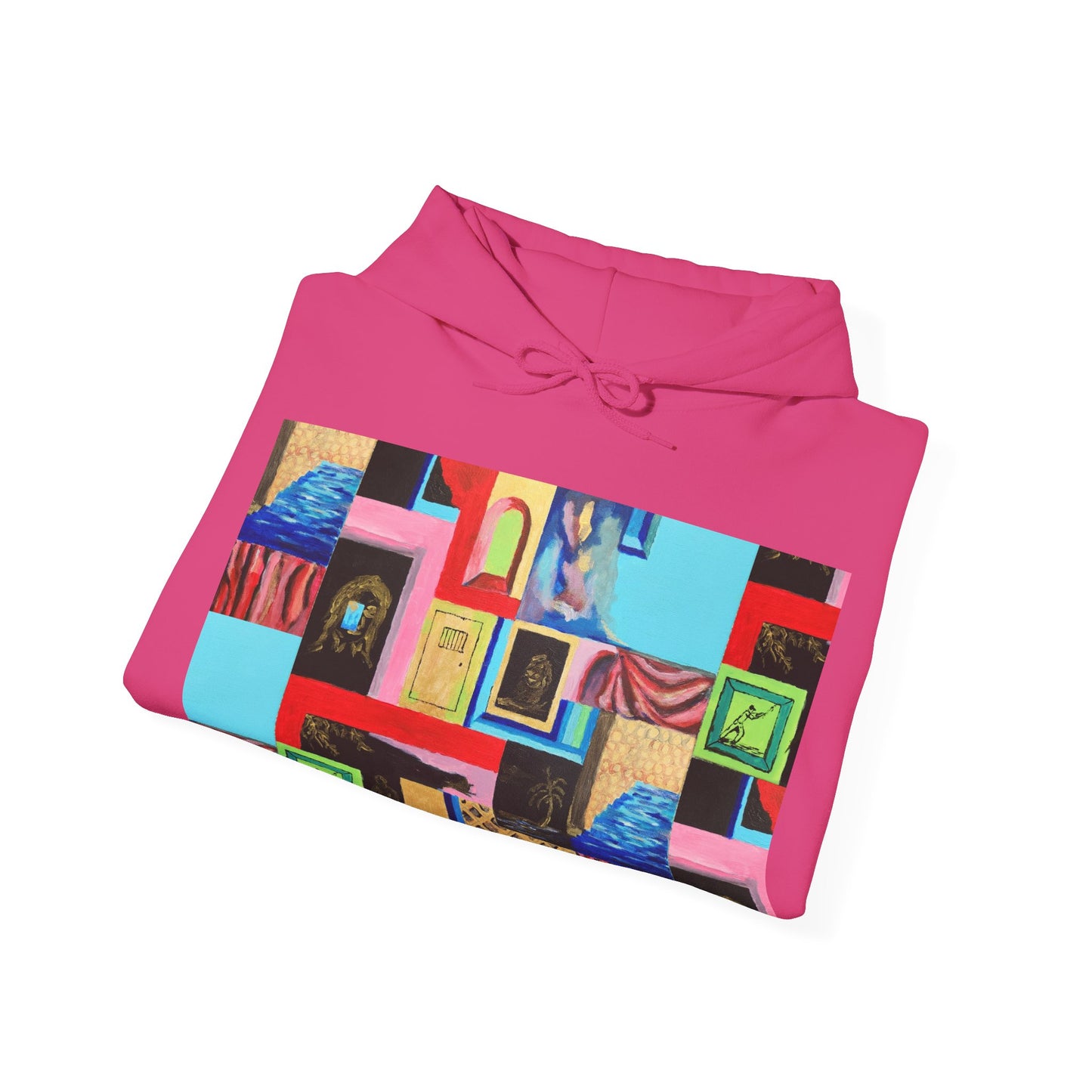 Efe Abstract Collage Hoodie — Colorful Retro Frames Art Sweatshirt
