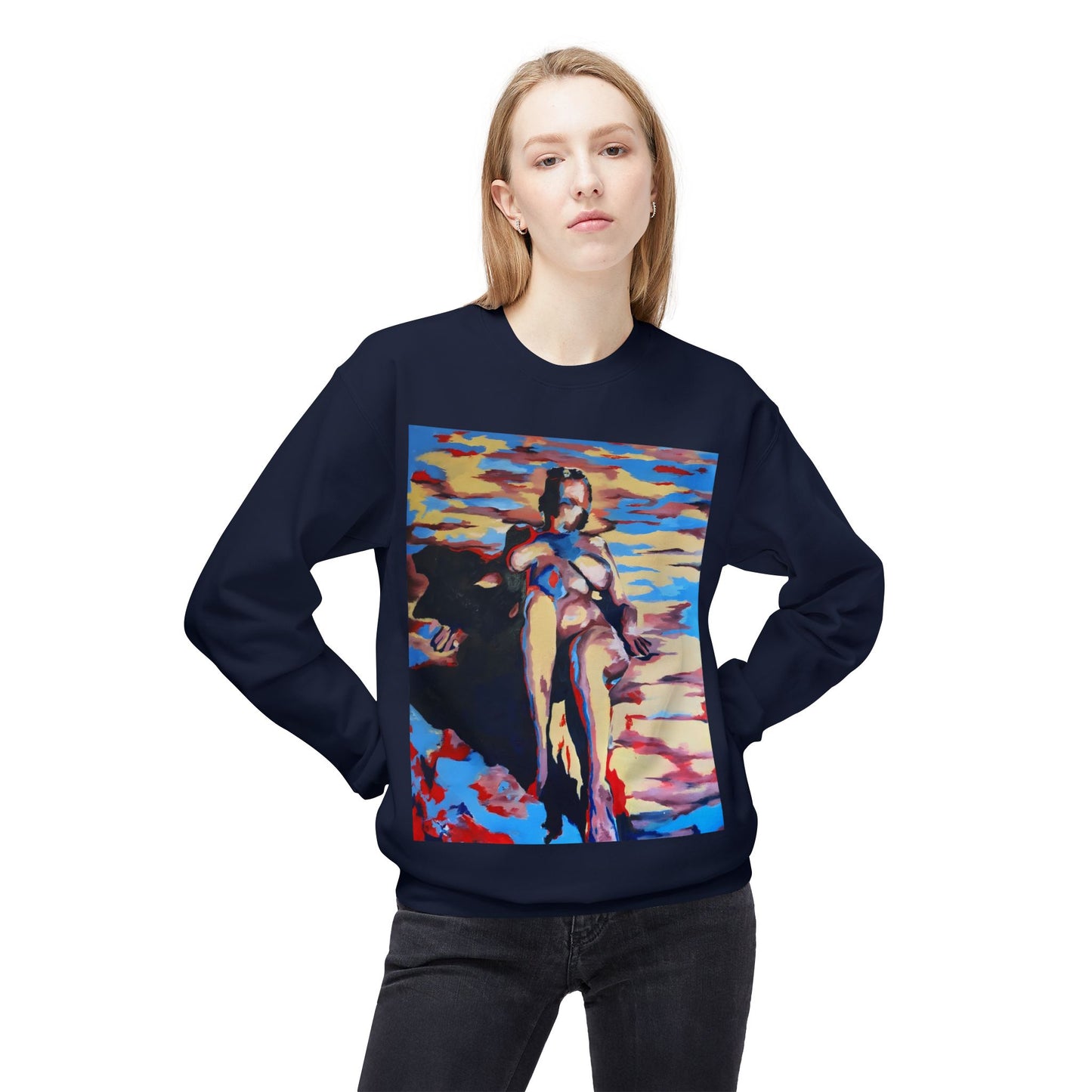 EFe Unisex Fleece Crewneck Sweatshirt - Colorful Abstract Design