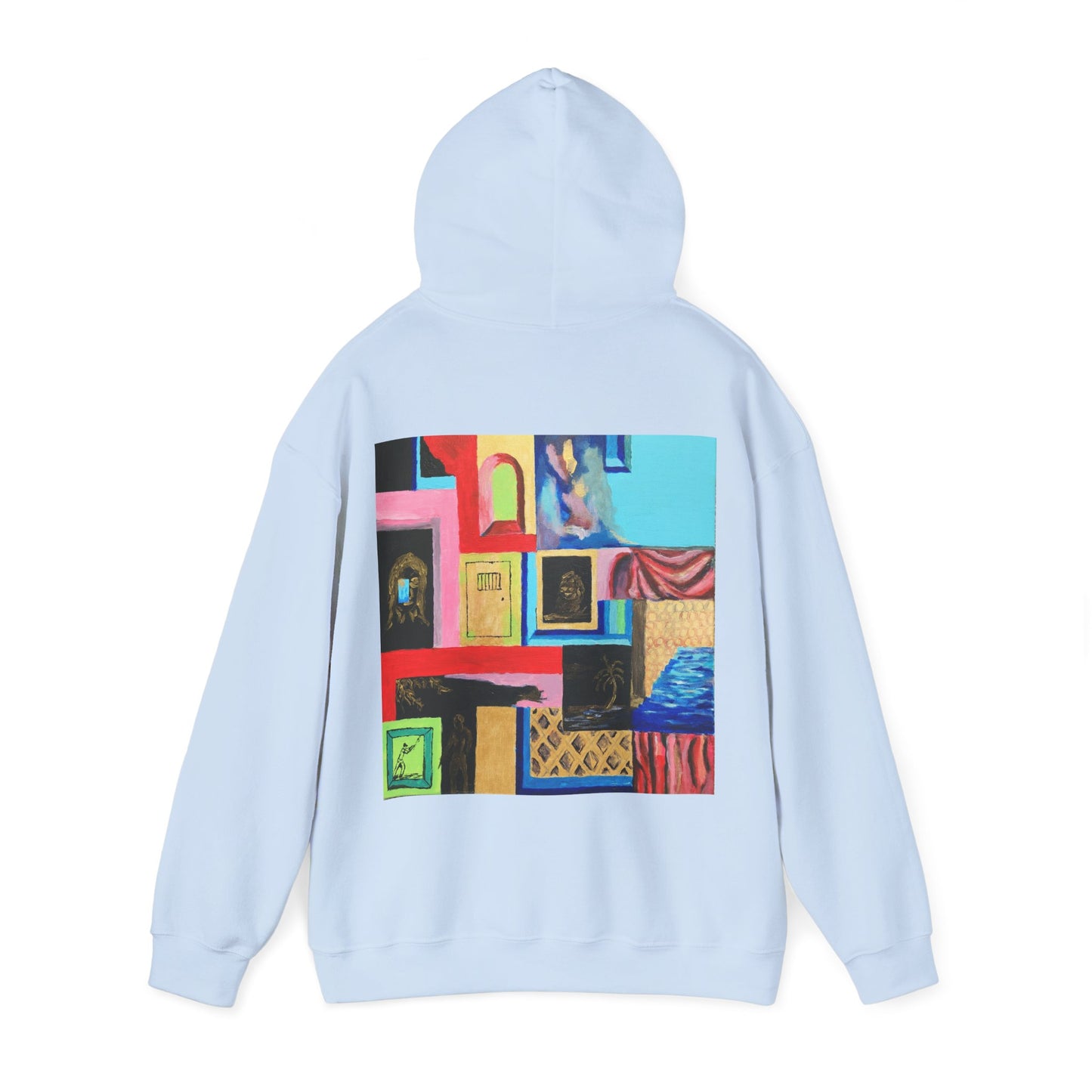 Efe Abstract Collage Hoodie — Colorful Retro Frames Art Sweatshirt