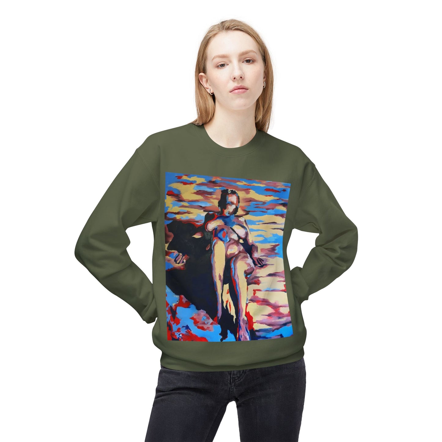 EFe Unisex Fleece Crewneck Sweatshirt - Colorful Abstract Design