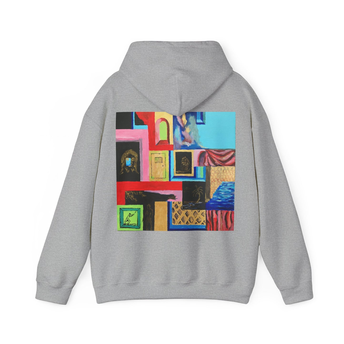 Efe Abstract Collage Hoodie — Colorful Retro Frames Art Sweatshirt