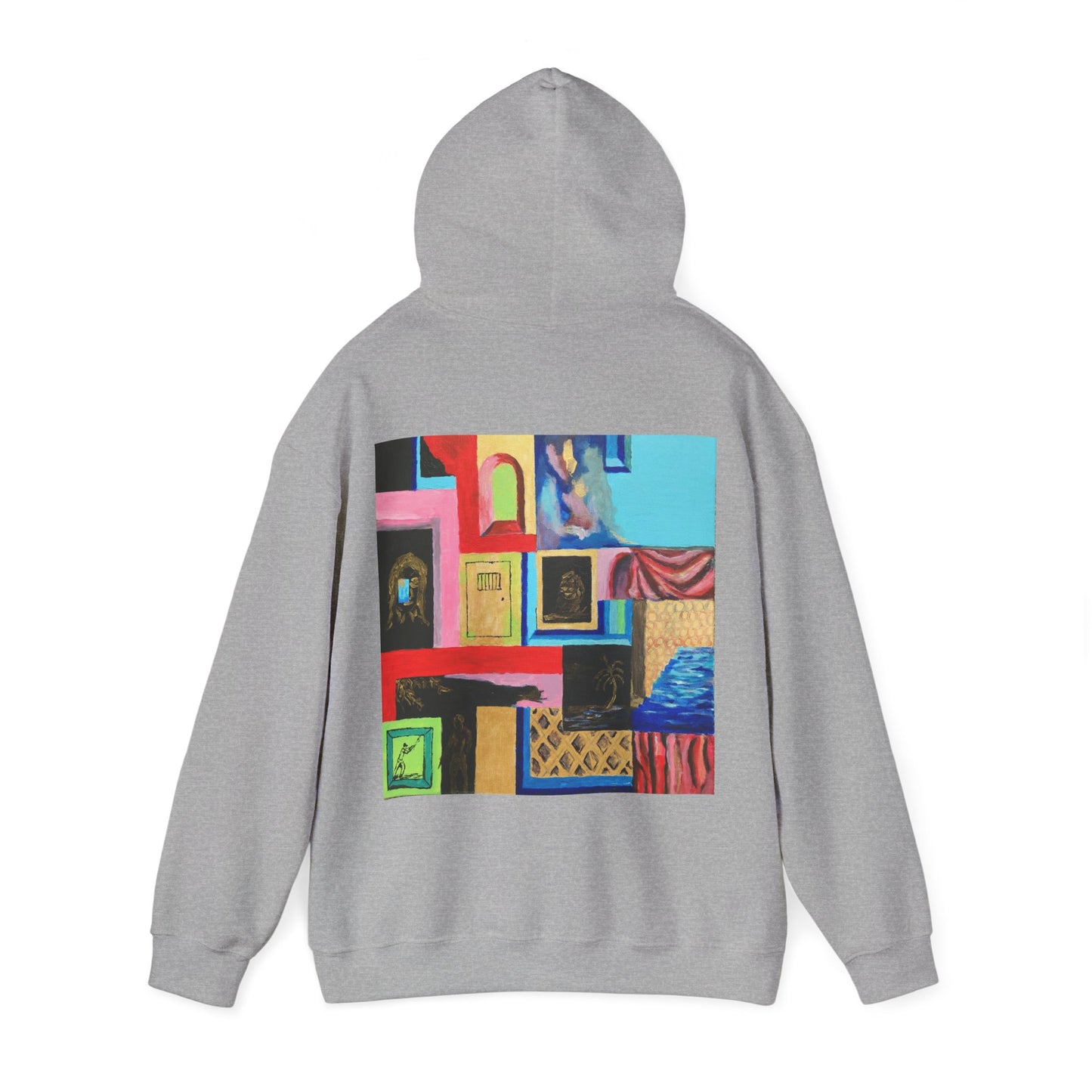 Efe Abstract Collage Hoodie — Colorful Retro Frames Art Sweatshirt