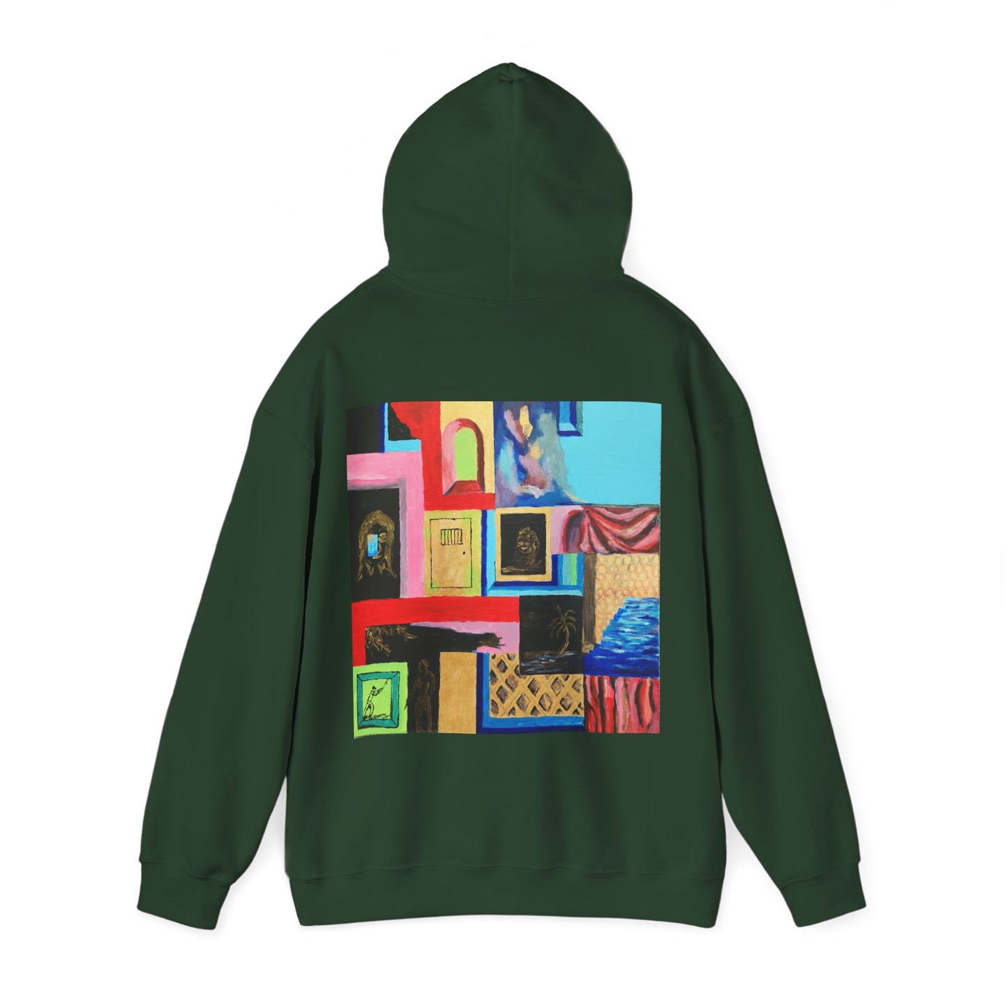 Efe Abstract Collage Hoodie — Colorful Retro Frames Art Sweatshirt