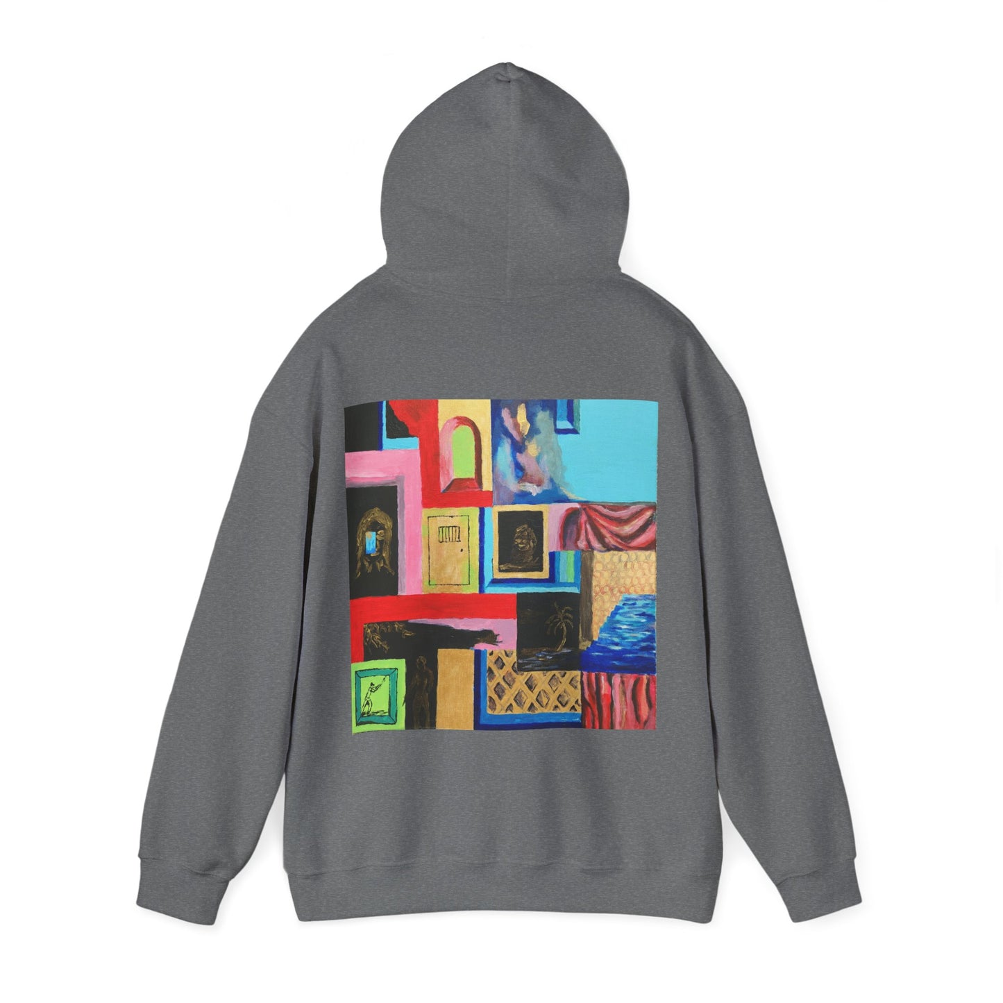 Efe Abstract Collage Hoodie — Colorful Retro Frames Art Sweatshirt