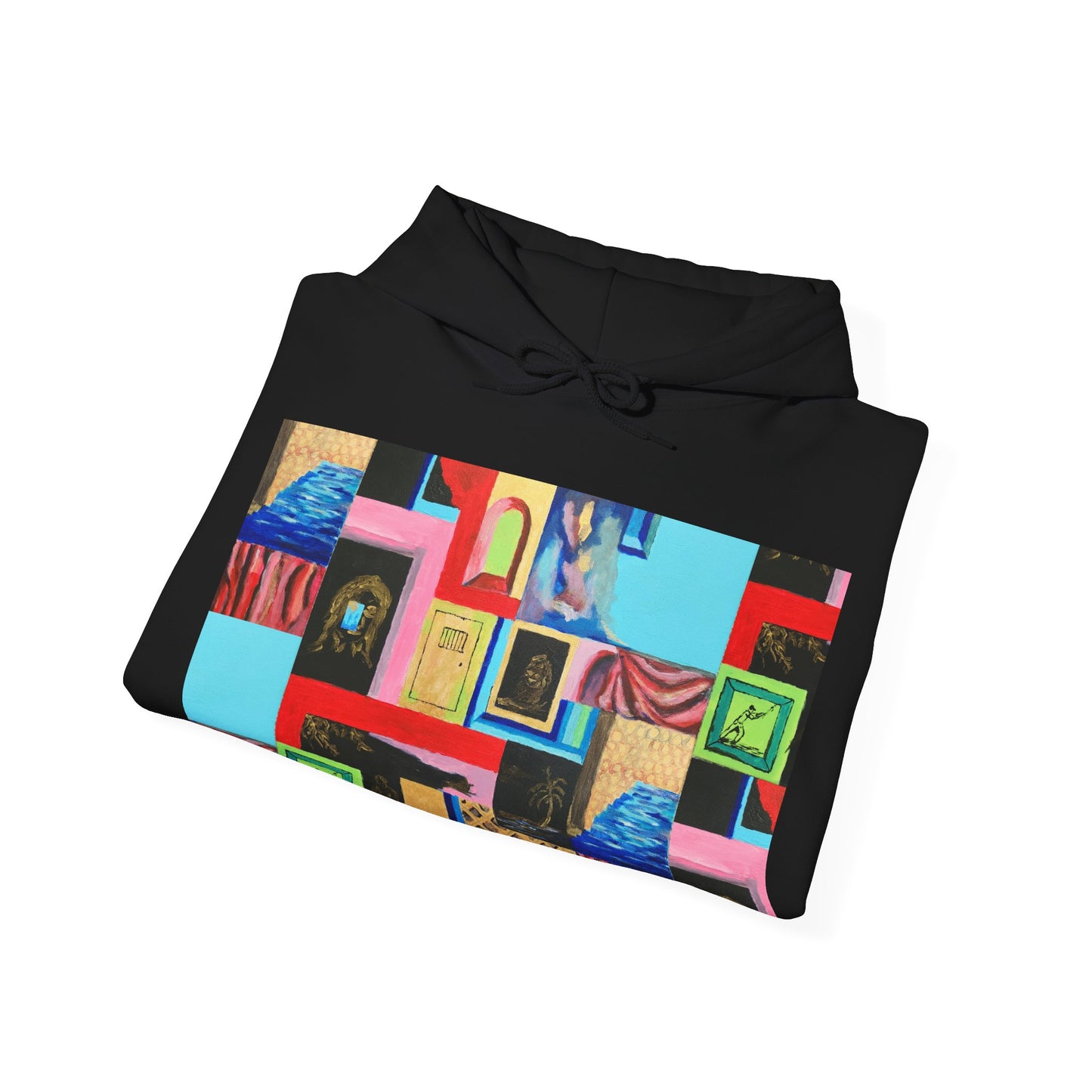 Efe Abstract Collage Hoodie — Colorful Retro Frames Art Sweatshirt