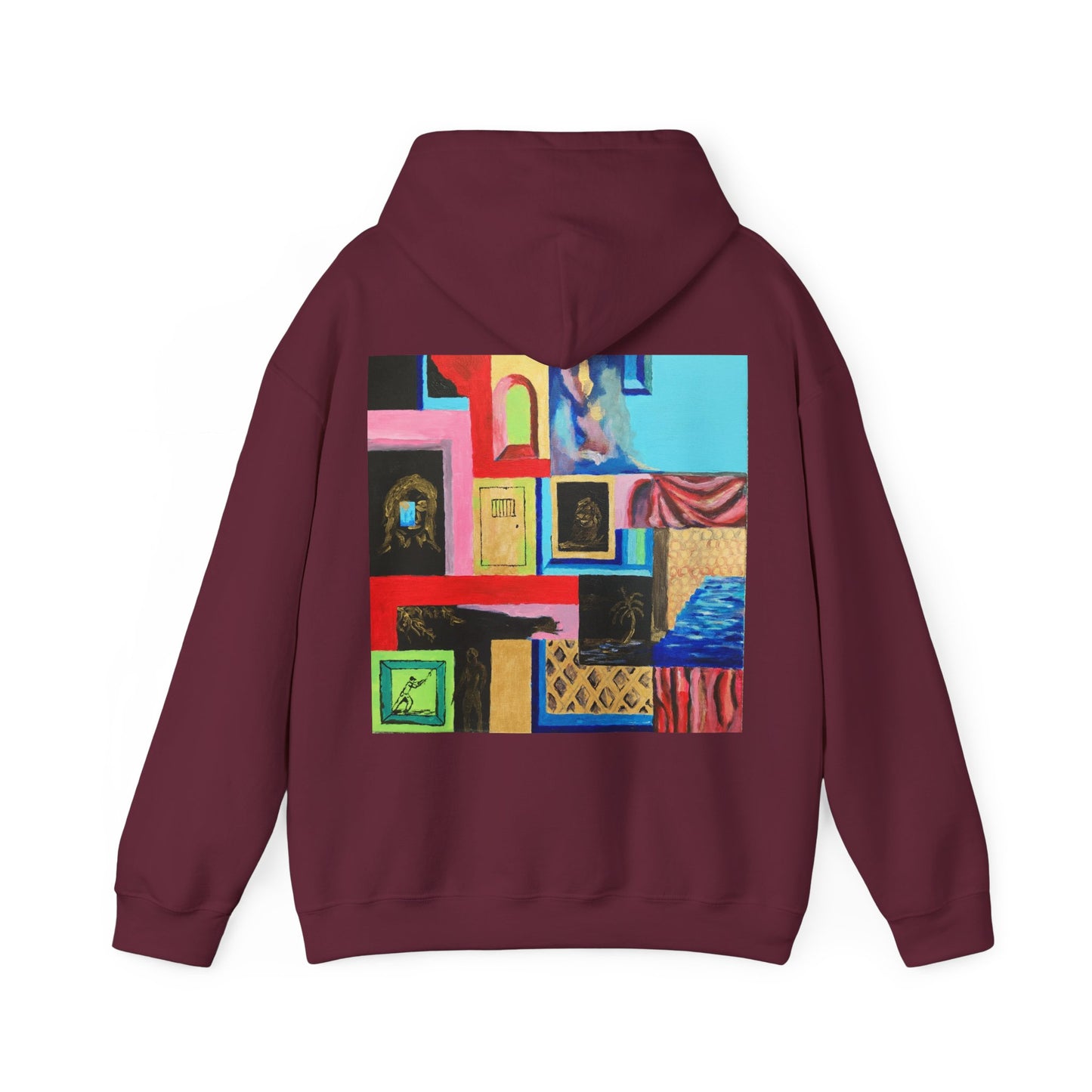 Efe Abstract Collage Hoodie — Colorful Retro Frames Art Sweatshirt