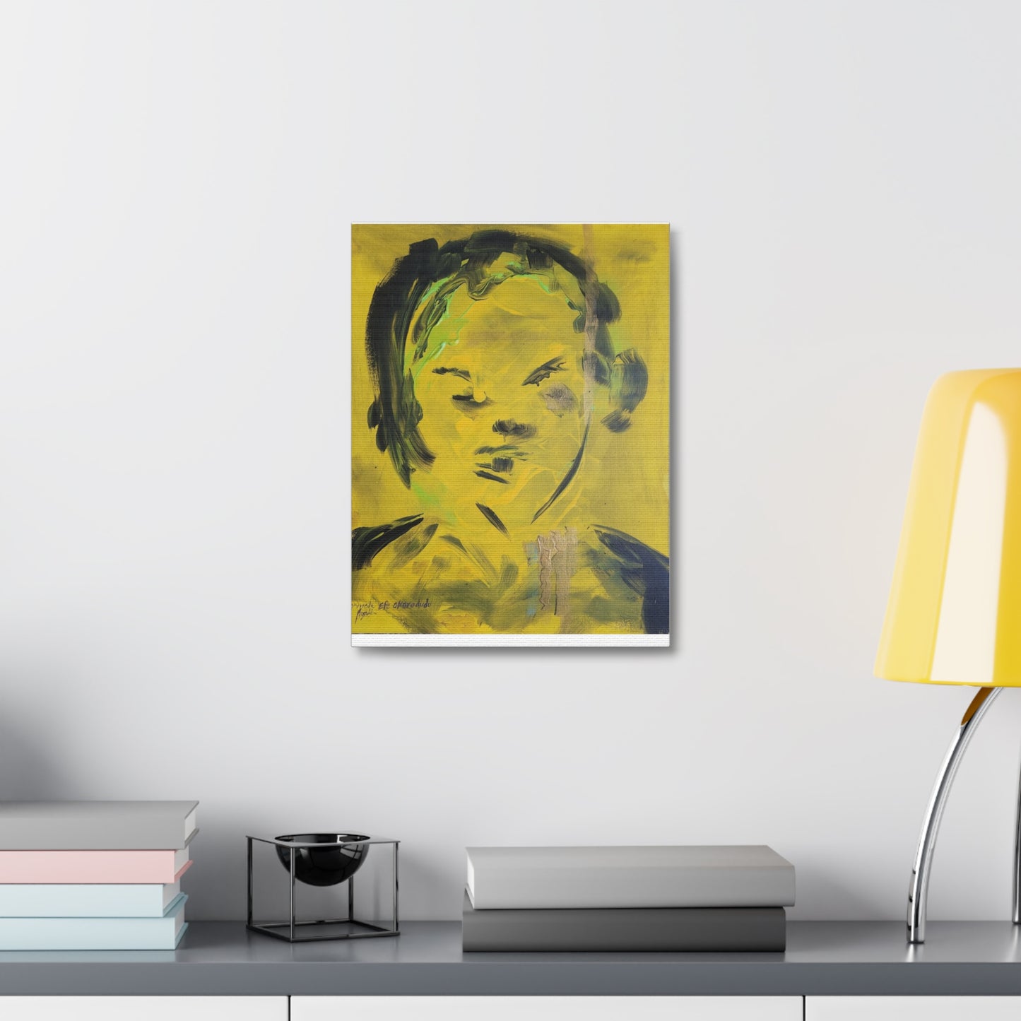 Efe open edition Art print on  Stretched Canvas - Bold Yellow Portrait for Wall Decor