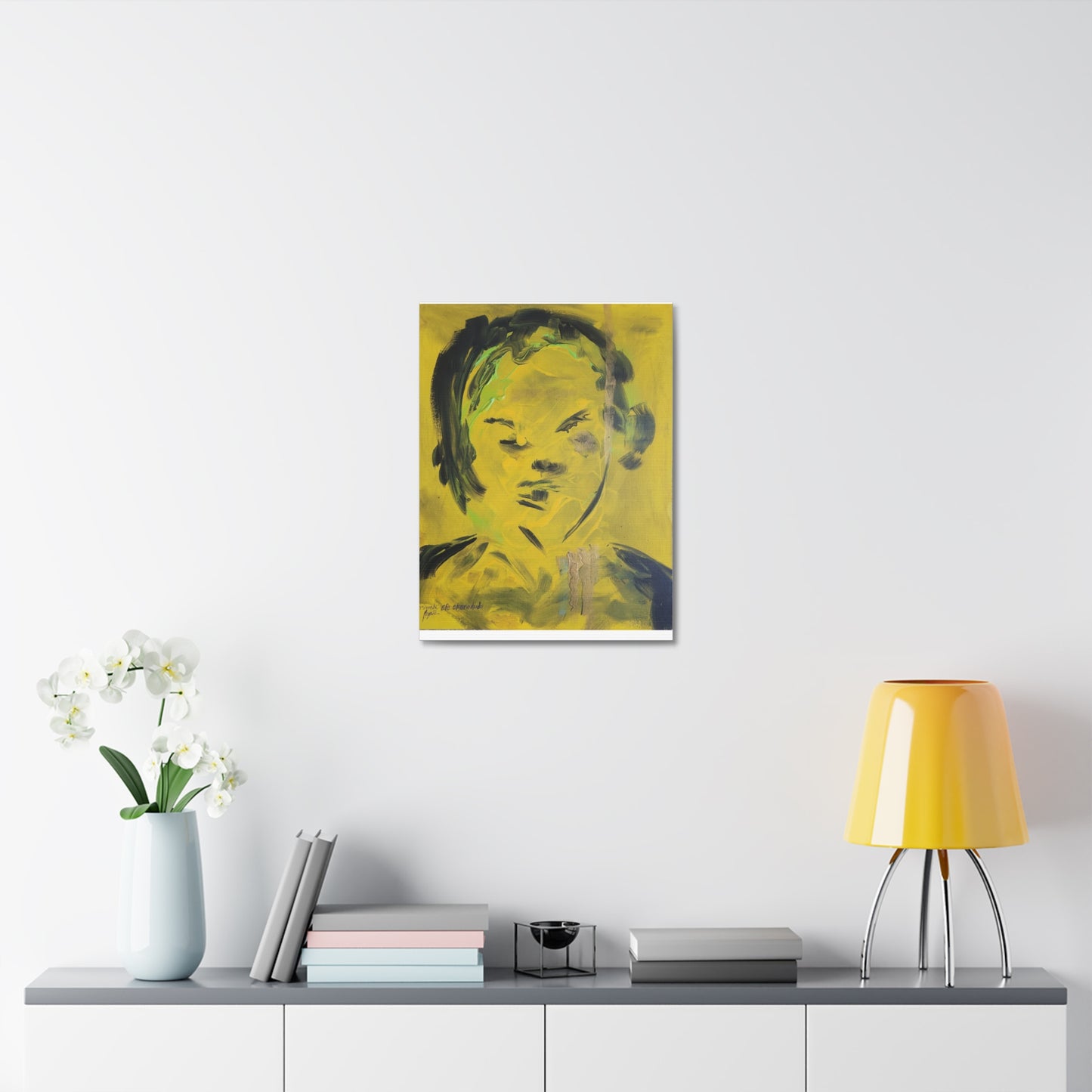 Efe open edition Art print on  Stretched Canvas - Bold Yellow Portrait for Wall Decor