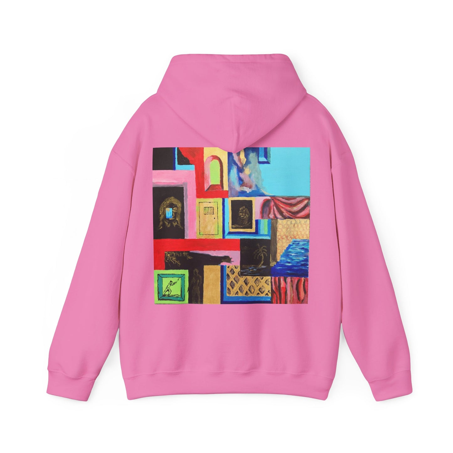 Efe Abstract Collage Hoodie — Colorful Retro Frames Art Sweatshirt