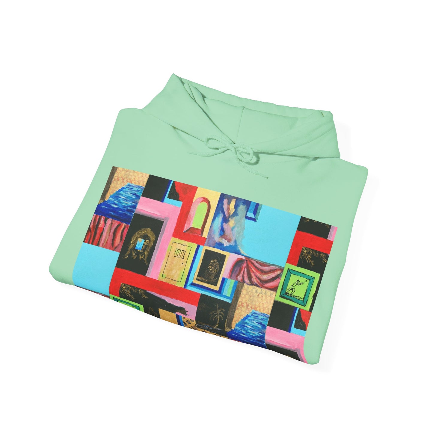 Efe Abstract Collage Hoodie — Colorful Retro Frames Art Sweatshirt