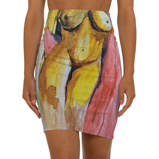 EFeWear Artistic Women's Mid-Waist Pencil Skirt - Unique for Chic Style
