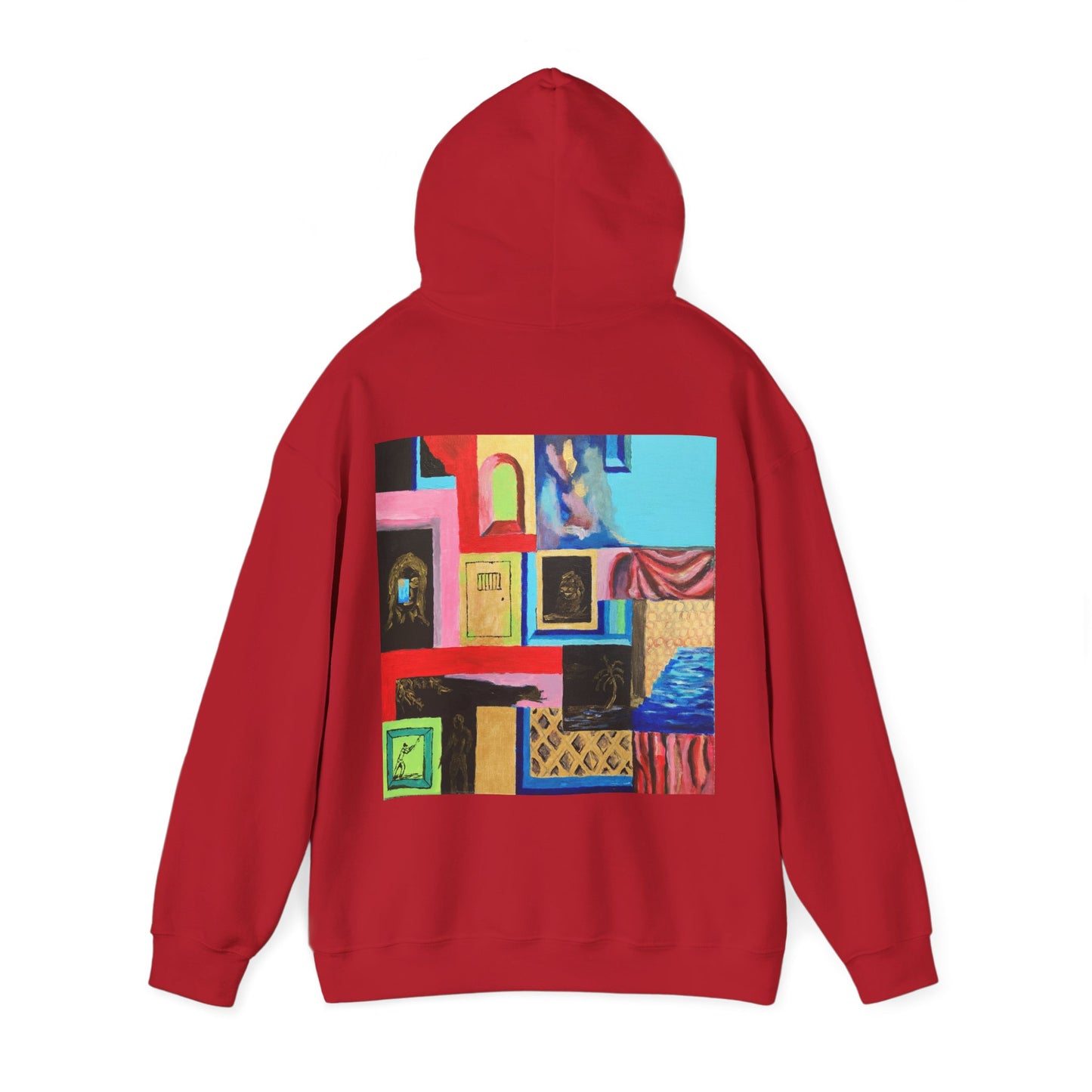Efe Abstract Collage Hoodie — Colorful Retro Frames Art Sweatshirt