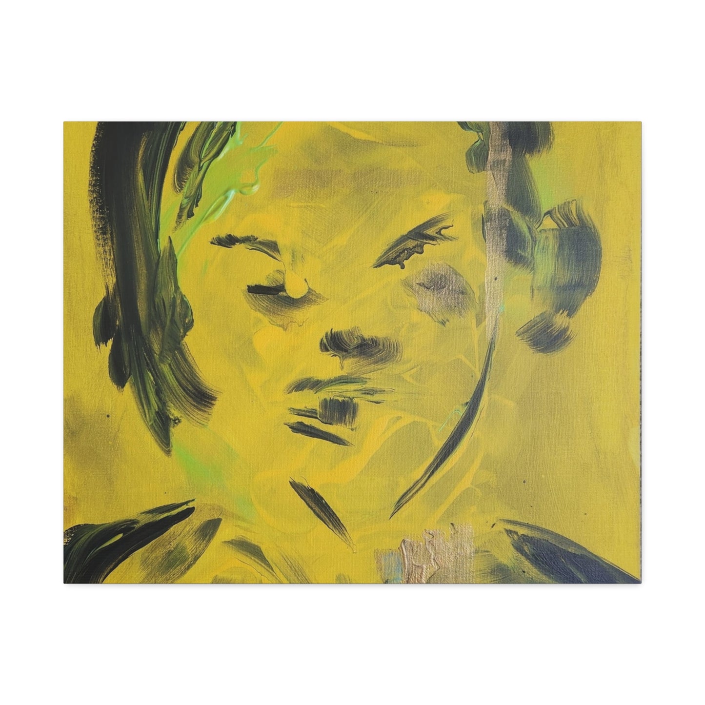 Efe open edition Art print on  Stretched Canvas - Bold Yellow Portrait for Wall Decor