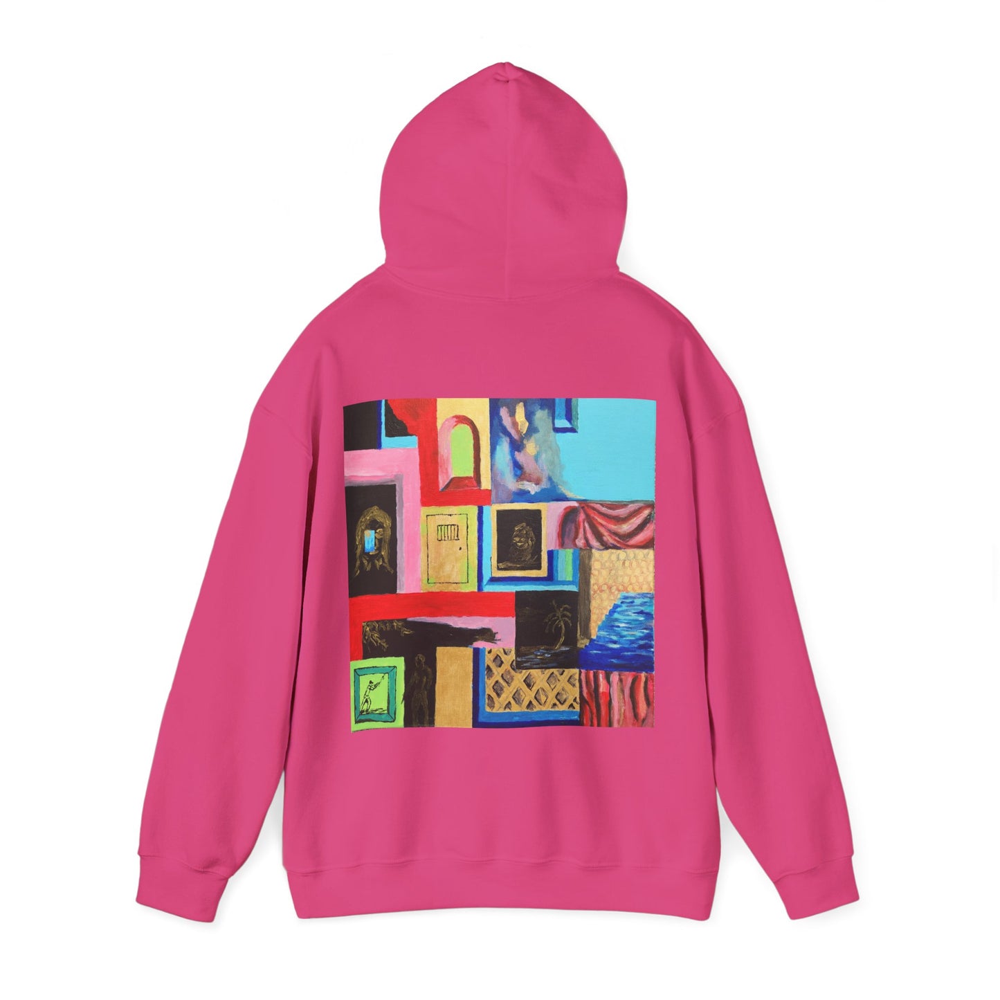 Efe Abstract Collage Hoodie — Colorful Retro Frames Art Sweatshirt
