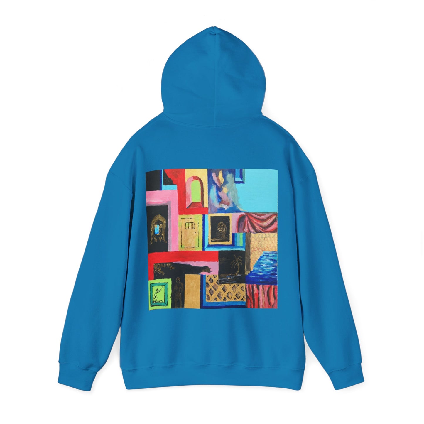 Efe Abstract Collage Hoodie — Colorful Retro Frames Art Sweatshirt