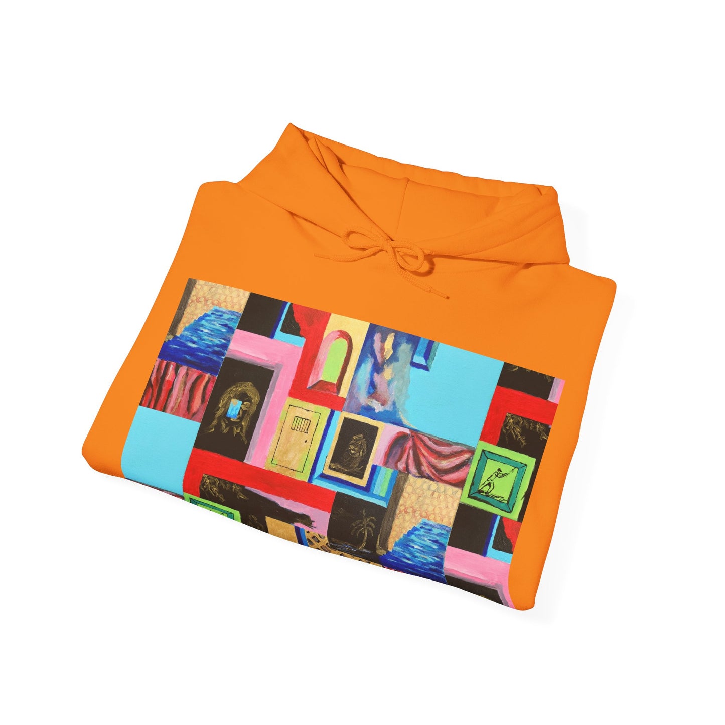 Efe Abstract Collage Hoodie — Colorful Retro Frames Art Sweatshirt