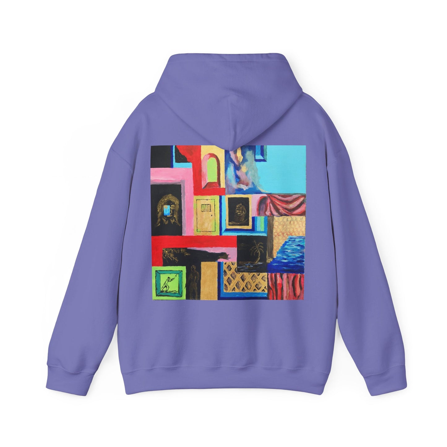 Efe Abstract Collage Hoodie — Colorful Retro Frames Art Sweatshirt