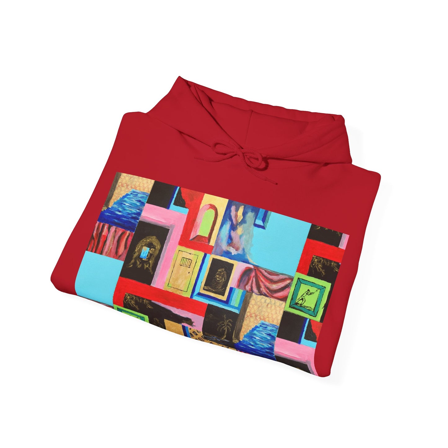 Efe Abstract Collage Hoodie — Colorful Retro Frames Art Sweatshirt
