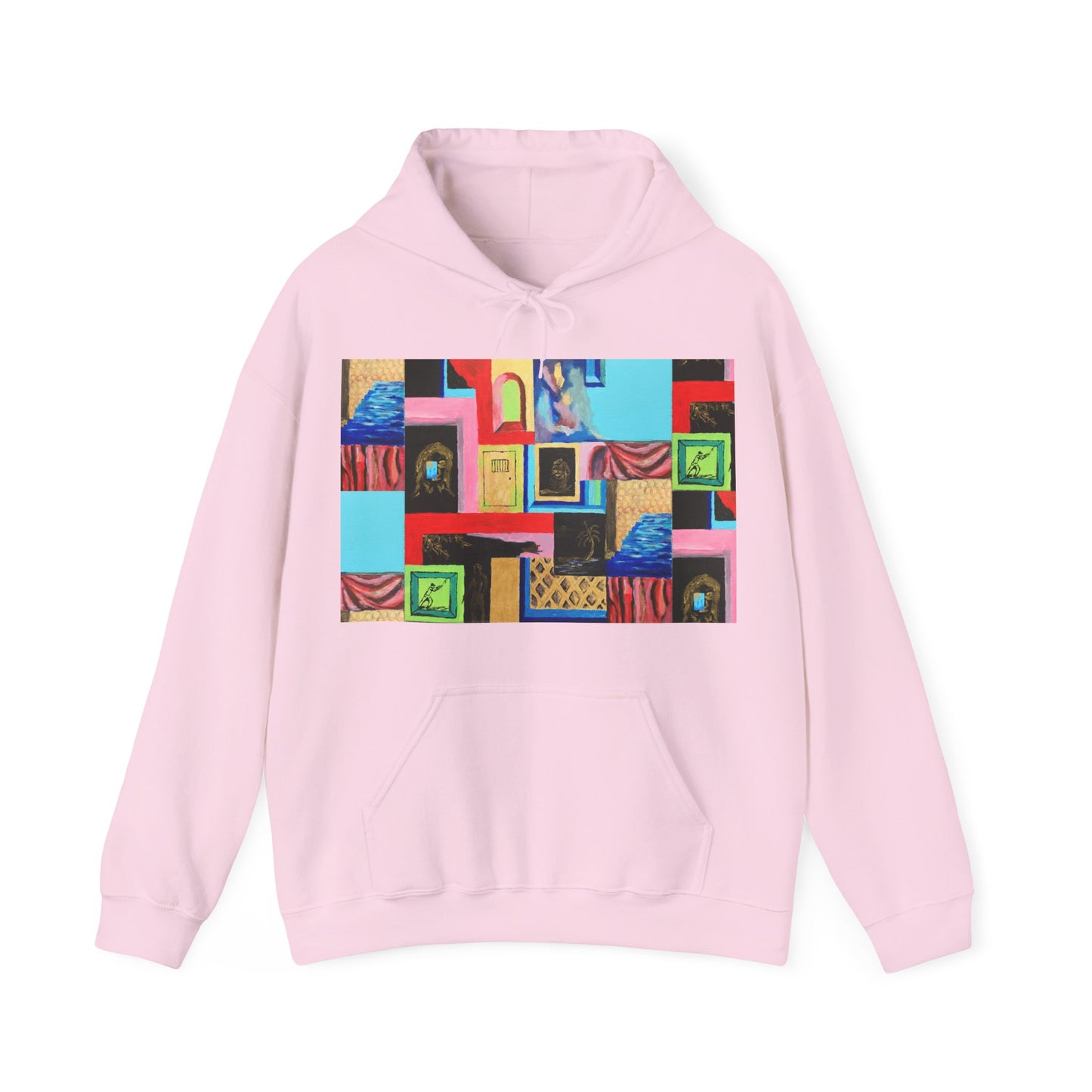 Efe Abstract Collage Hoodie — Colorful Retro Frames Art Sweatshirt