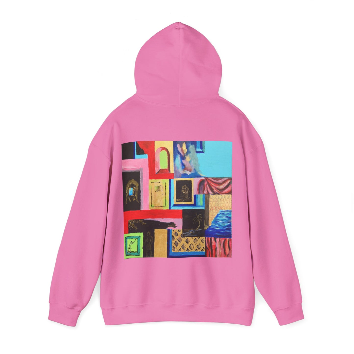 Efe Abstract Collage Hoodie — Colorful Retro Frames Art Sweatshirt