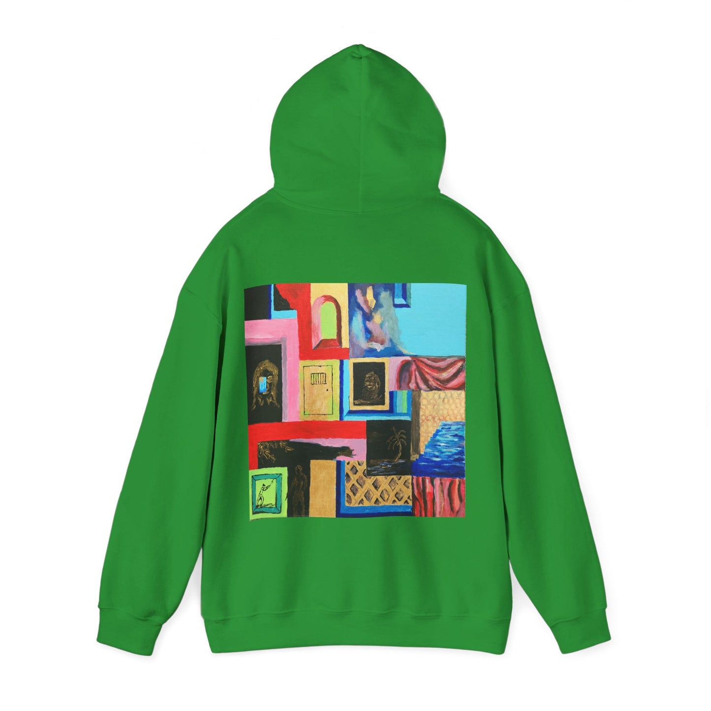 Efe Abstract Collage Hoodie — Colorful Retro Frames Art Sweatshirt